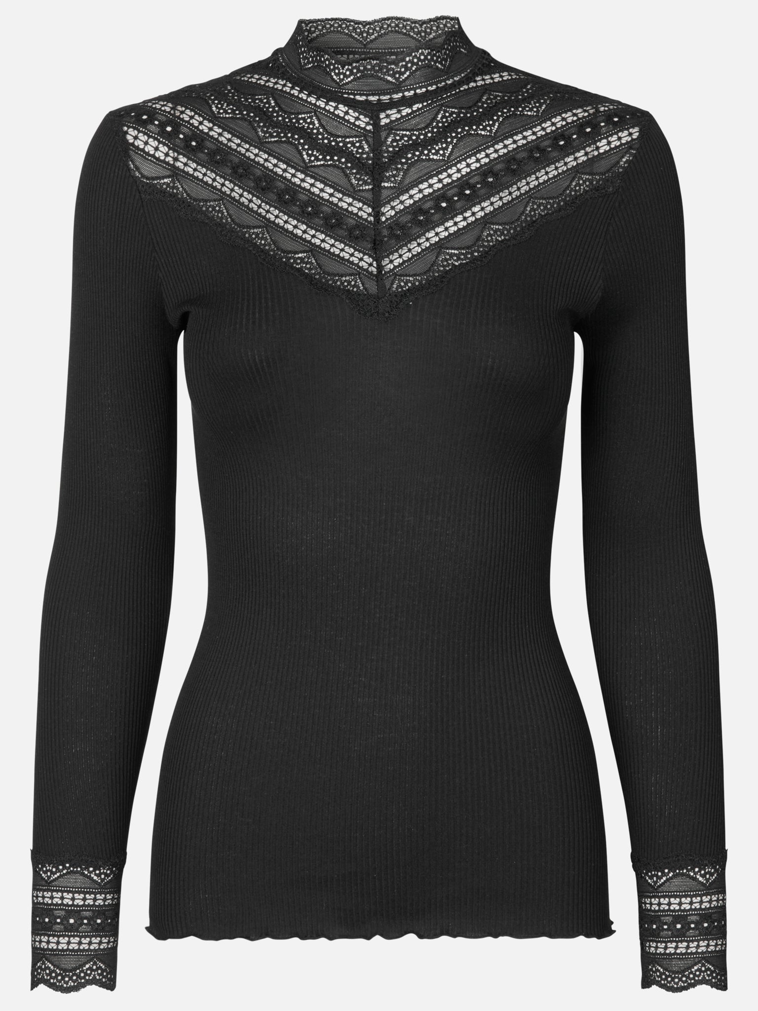 RWBenita Silk LS Lace T-neck T-shirt