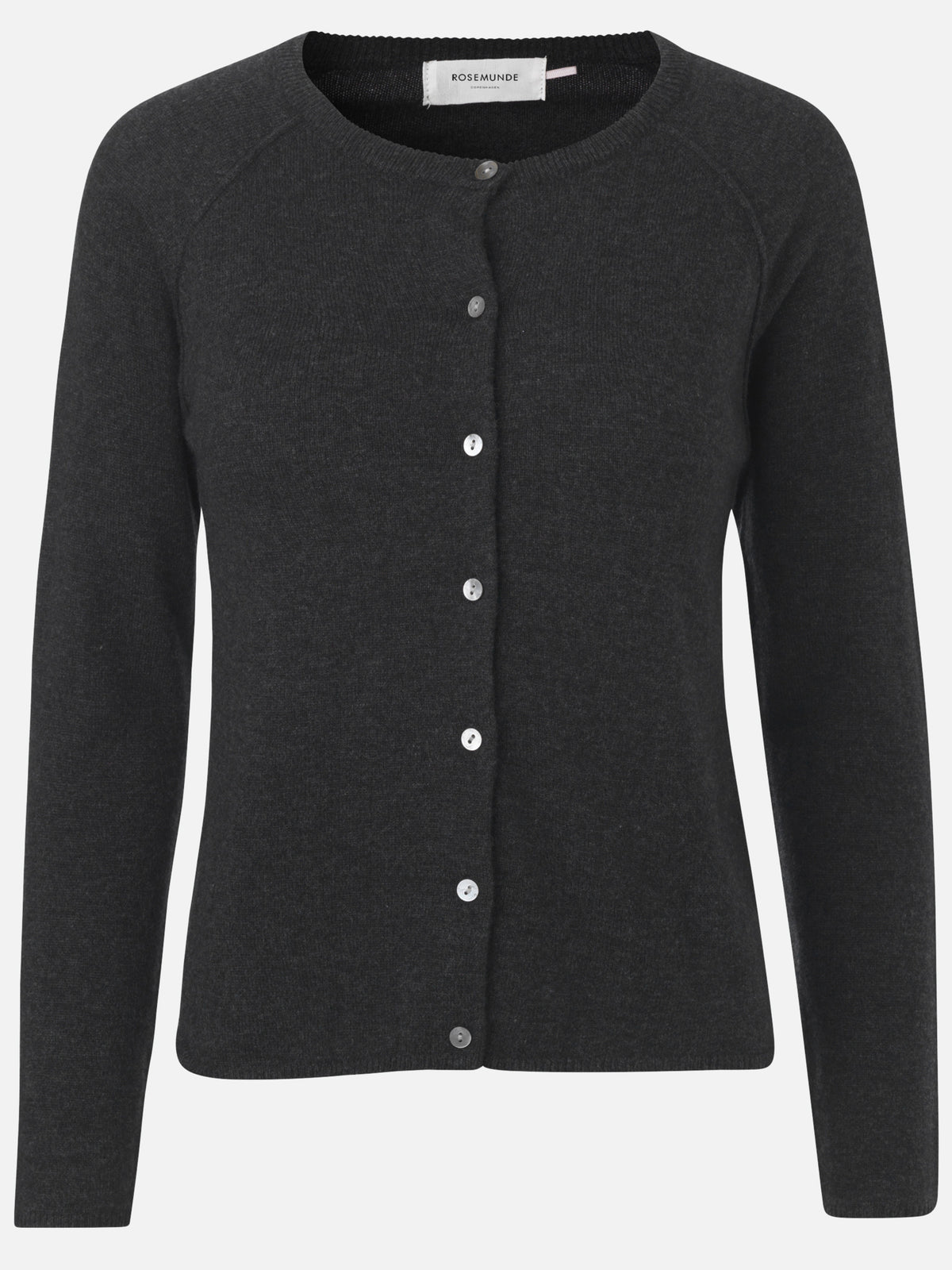 RWLaica Cashmere Long Sleeve O-neck Raglan Cardigan CARDIGAN Rosemunde Woman XS dark grey melange