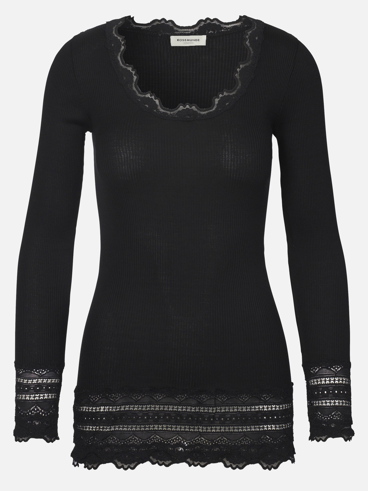RWBenita LS O-neck Long Lace T-shirt T-shirt Rosemunde Woman XS black