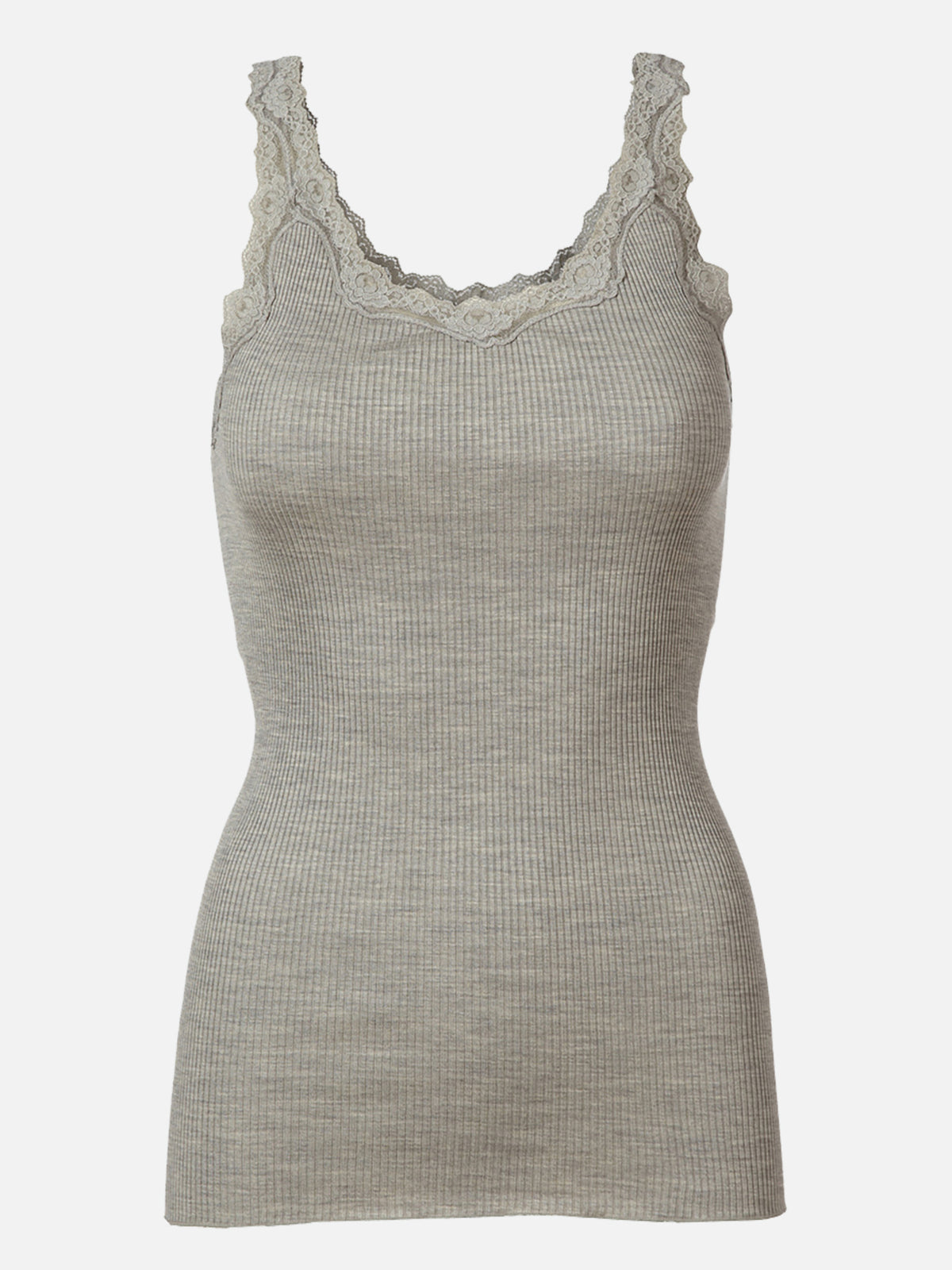 RWBabette Silk Sleeveless Deep Back Lace Top TOP Rosemunde Woman XS light grey melange