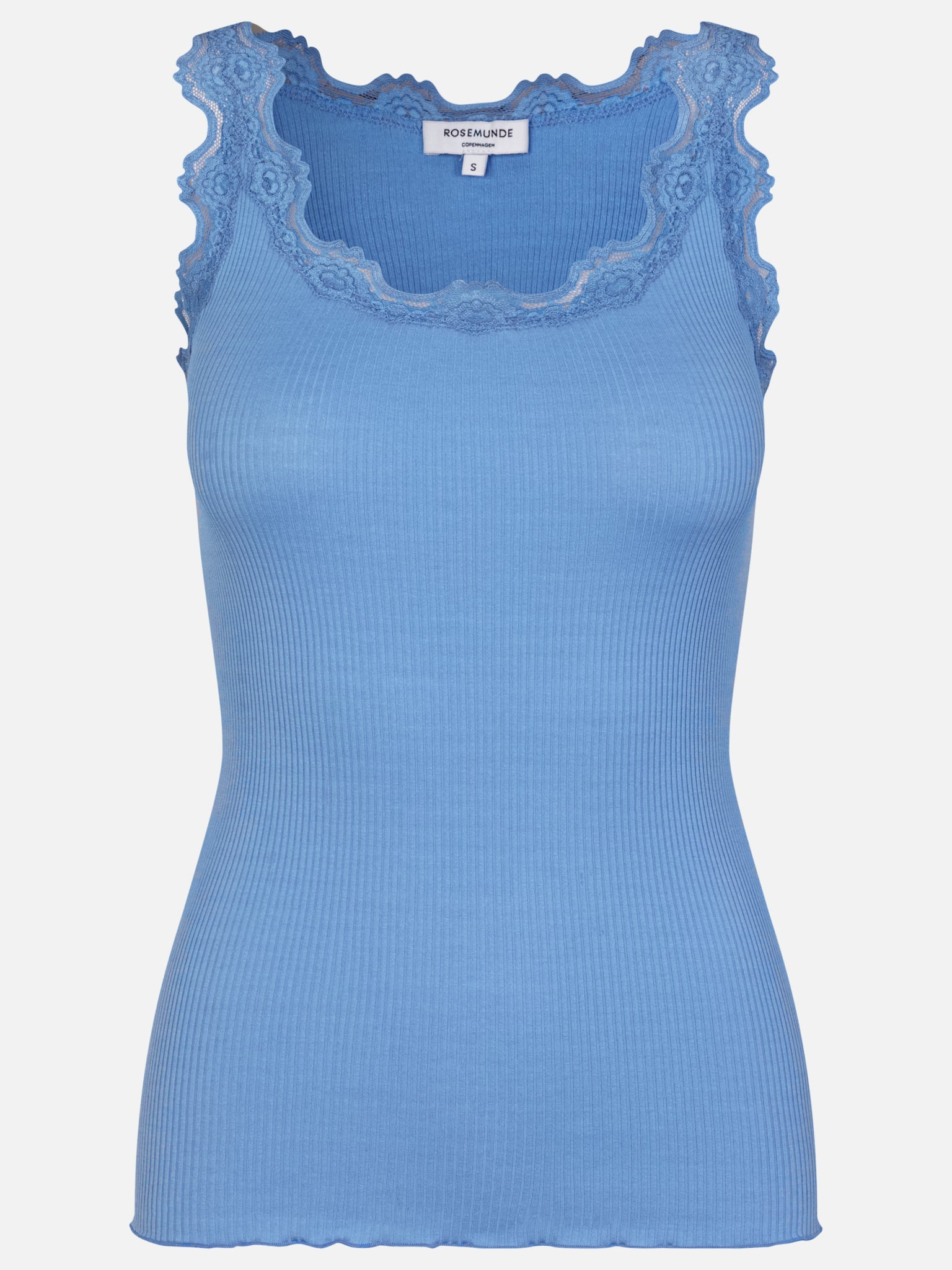 RWBabette Silk SL U-neck Long Lace Top TOP Rosemunde Woman XS blue heaven