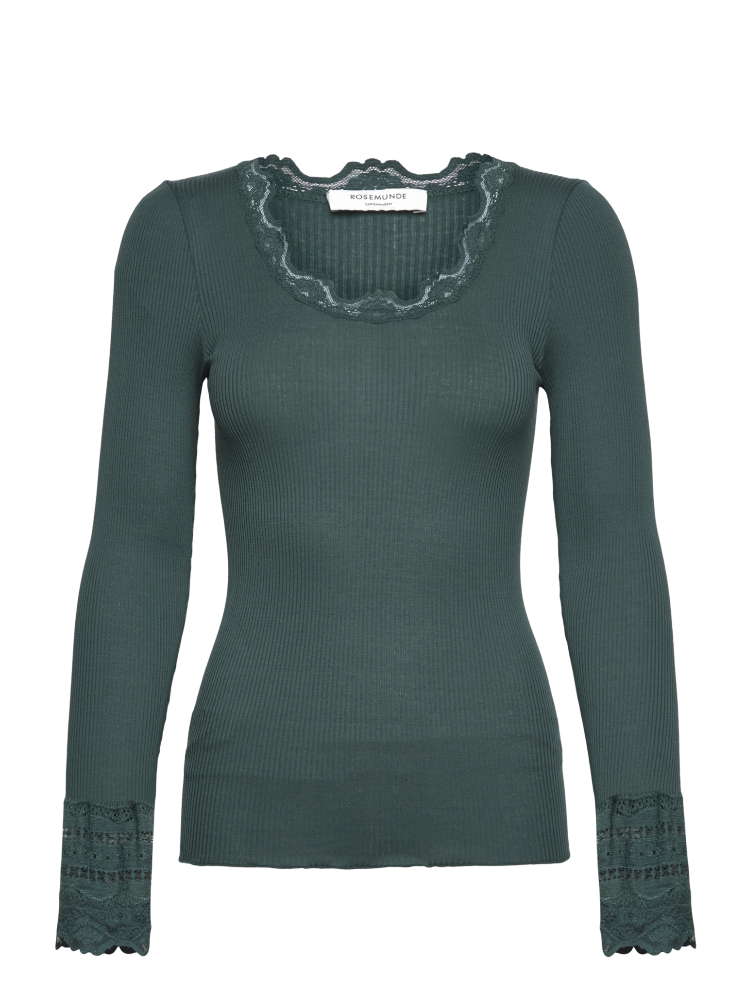 RWBenita Silk Long Sleeve O-neck Lace T-shirt