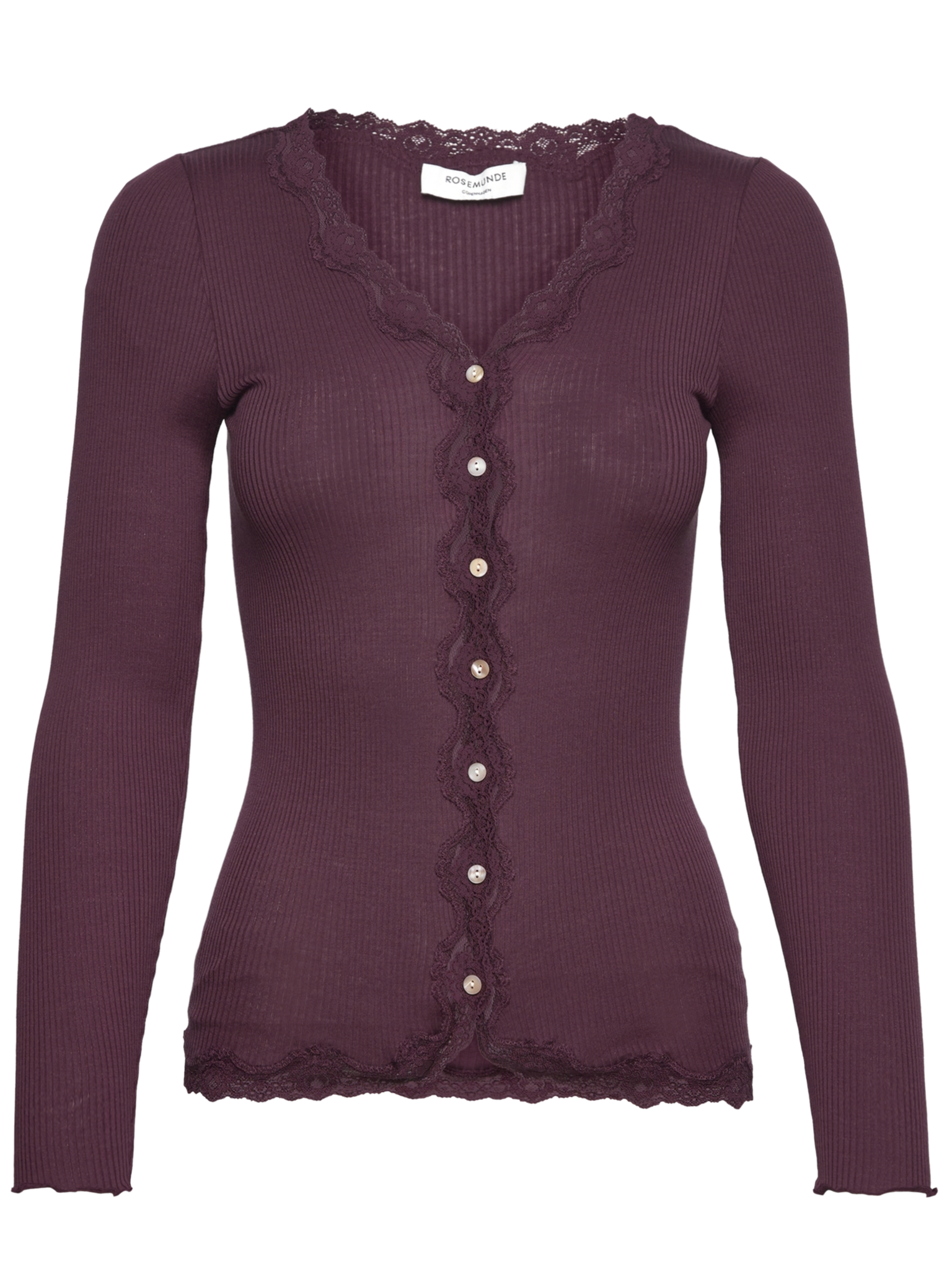 RWBabette Silk LS V-neck Lace Cardigan Cardigan Rosemunde Woman