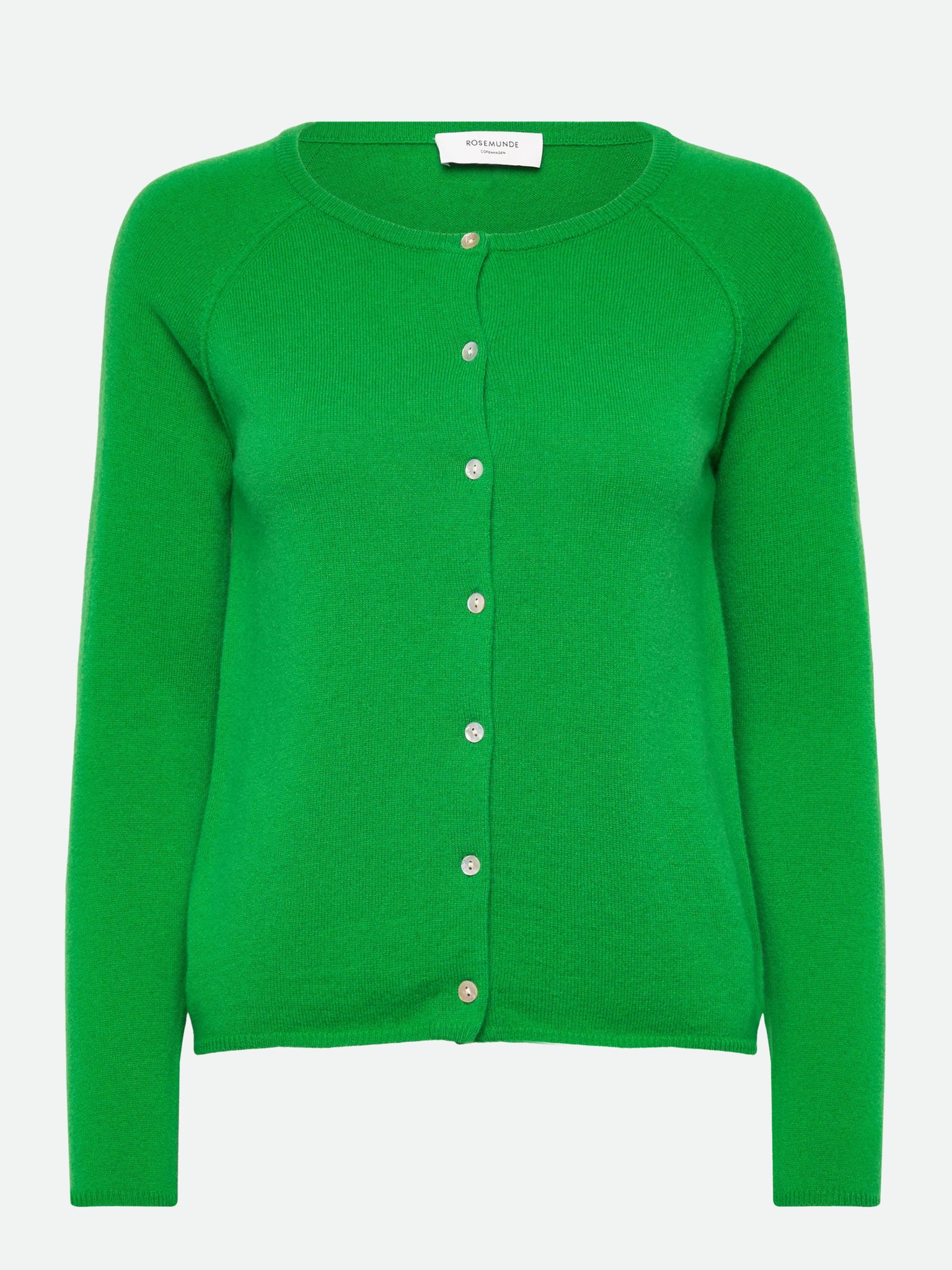 RWLaica Cashmere langærmet Raglan Cardigan med rund hals og knapper
