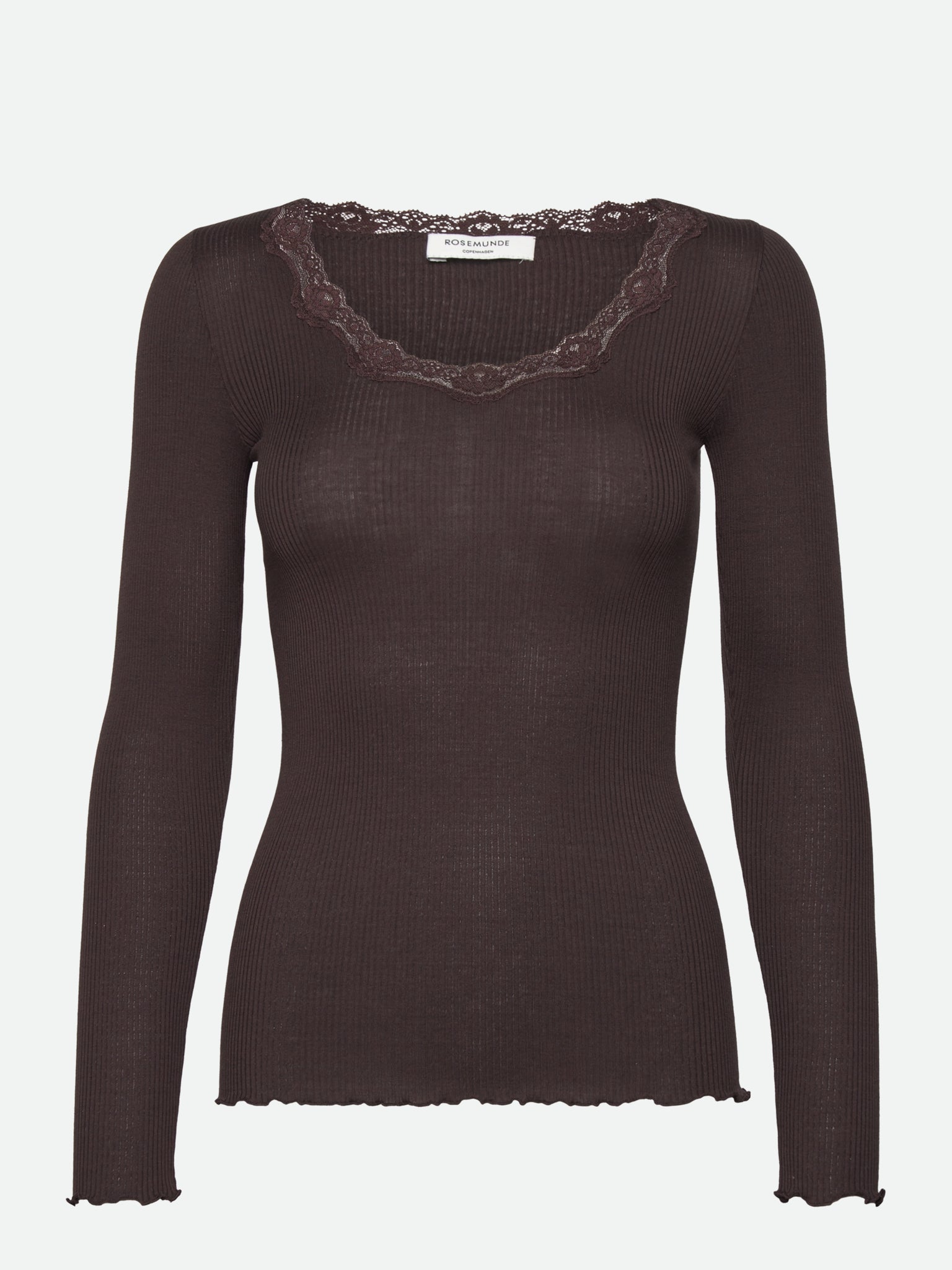 RWBabette Silke Langærmet T-shirt med U-hals og blonde