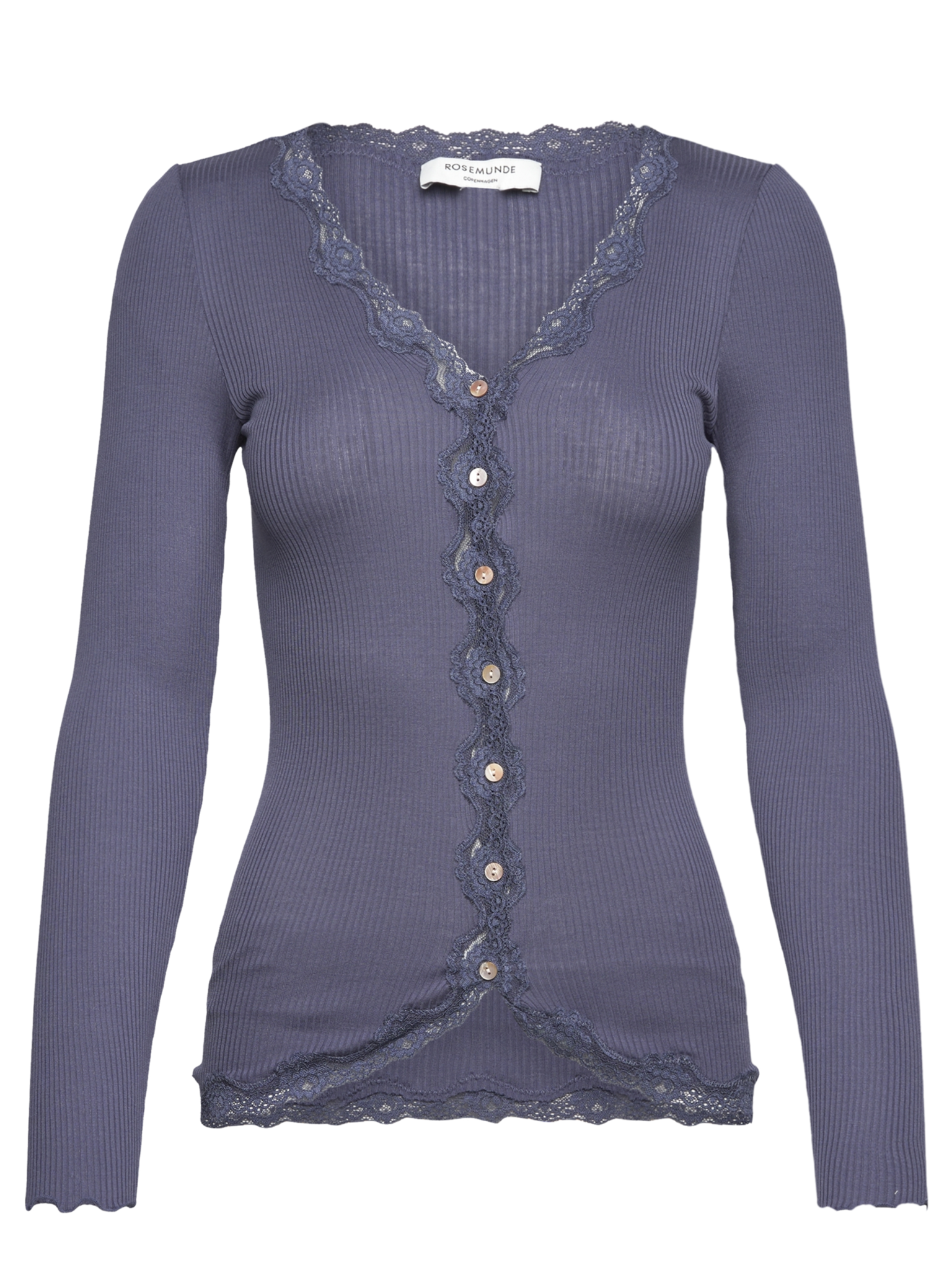 RWBabette Seiden-Strickjacke mit V-Ausschnitt und Spitze