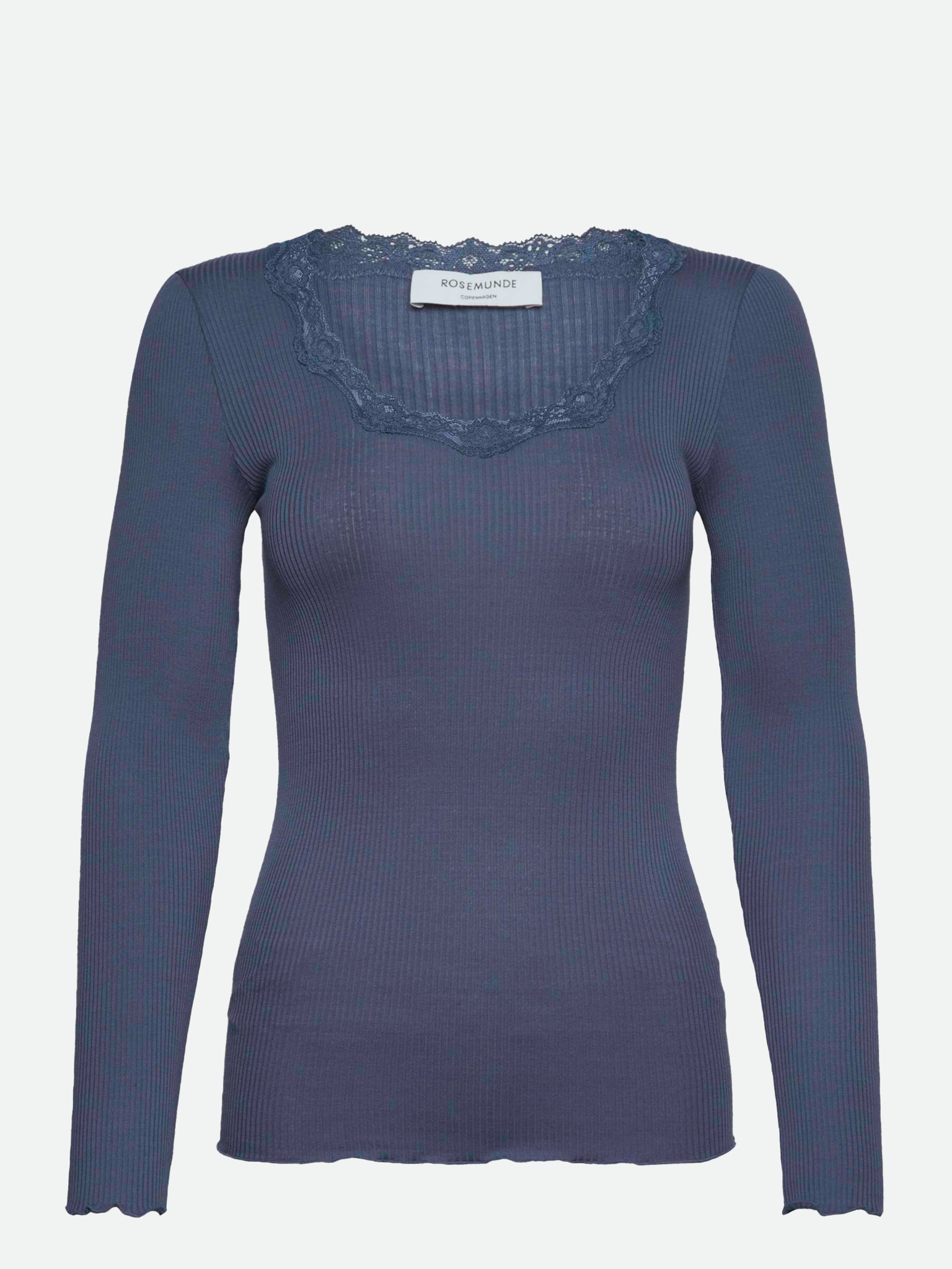 RWBabette Silke Langærmet T-shirt med U-hals og blonde