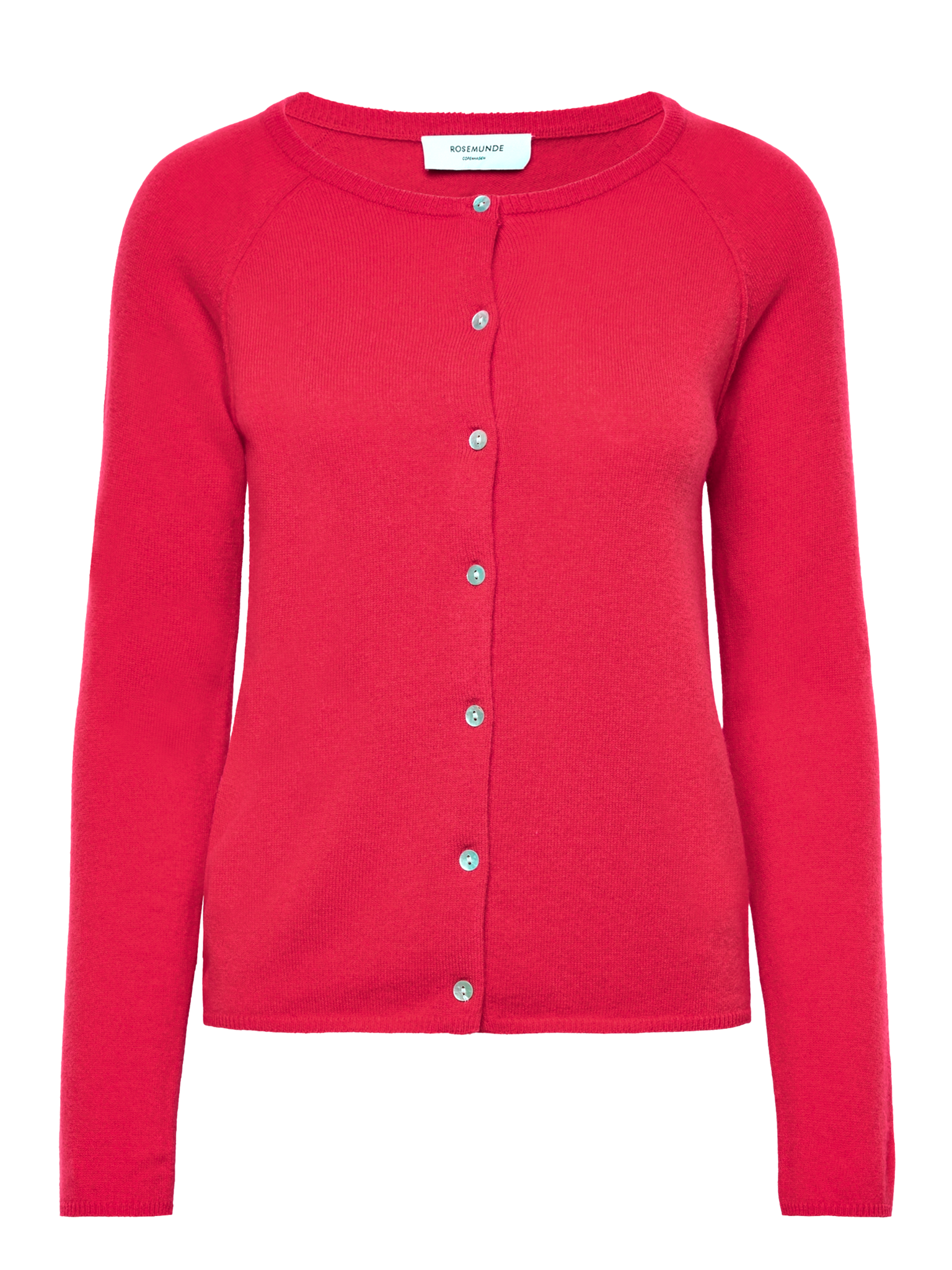 RWLaica Cashmere langærmet Raglan Cardigan med rund hals og knapper