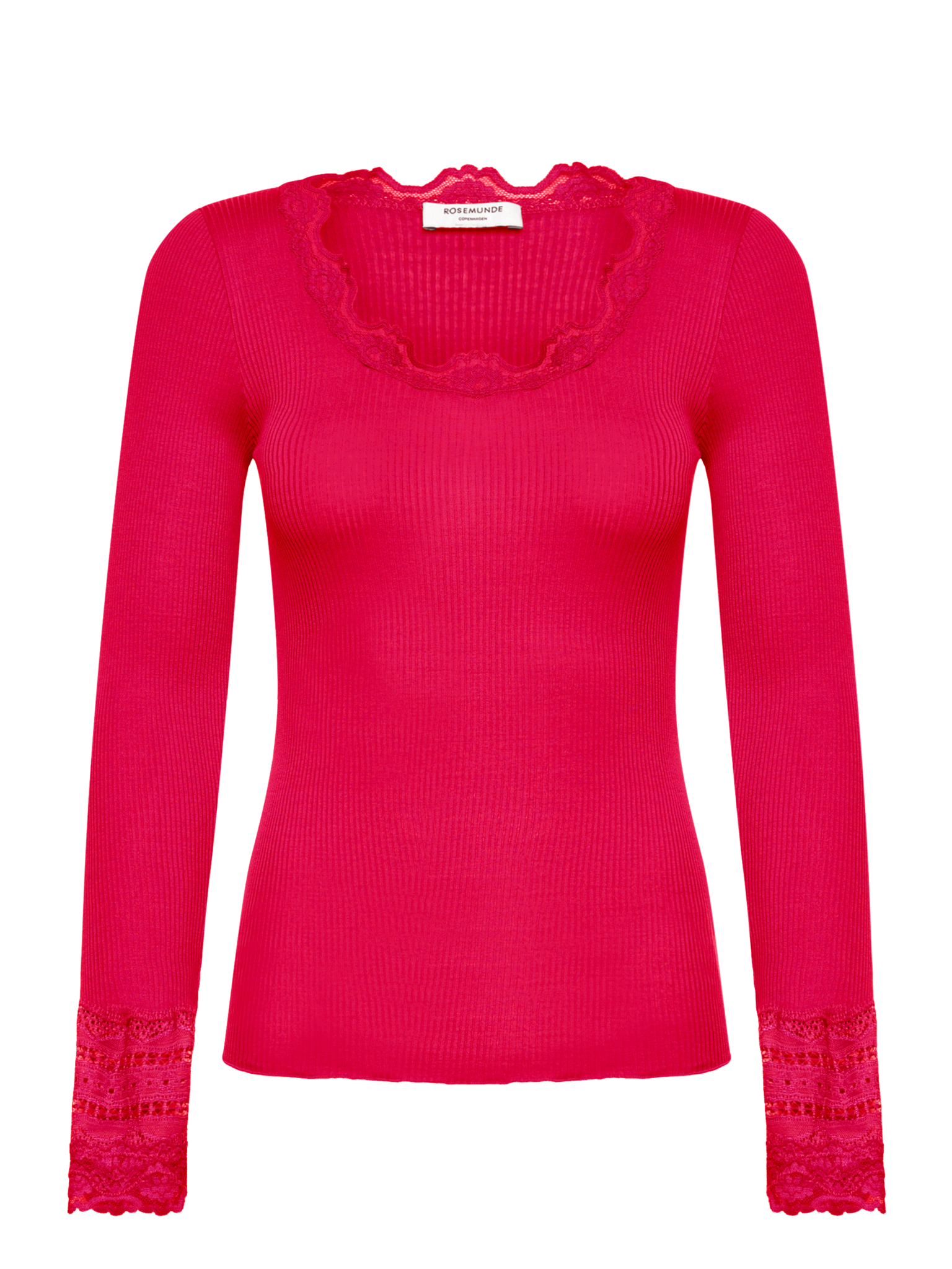 RWBenita Silk Long Sleeve O-neck Lace T-shirt