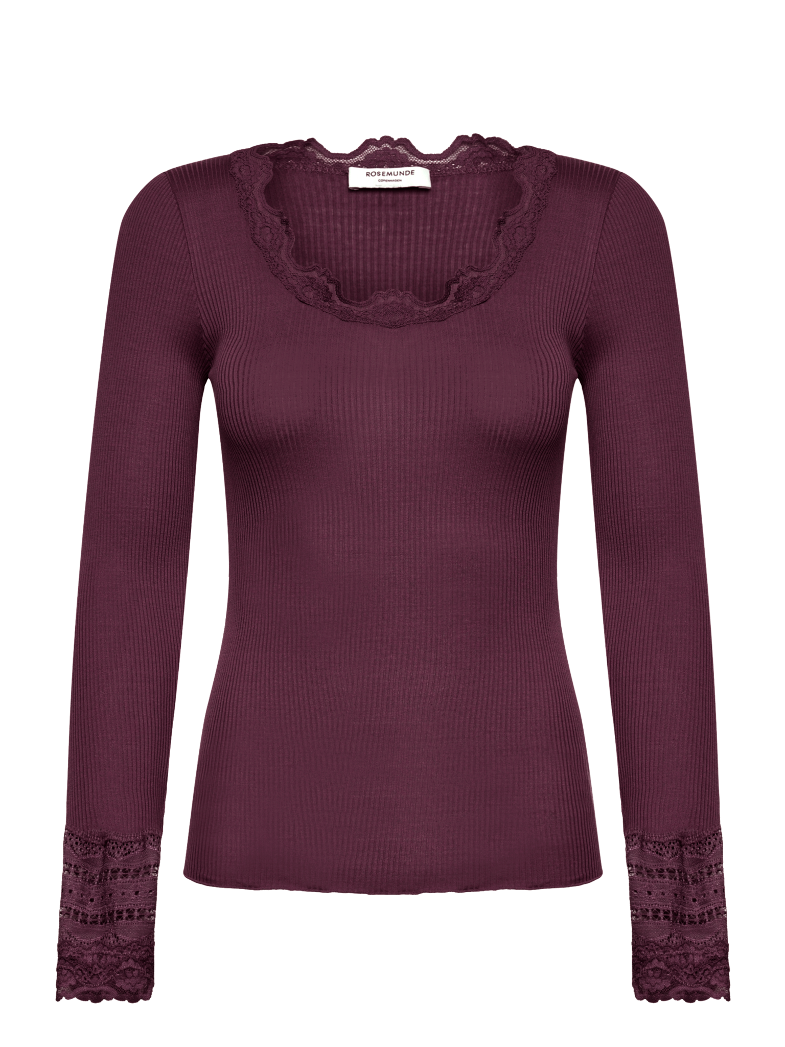 RWBenita Silk Long Sleeve O-neck Lace T-shirt