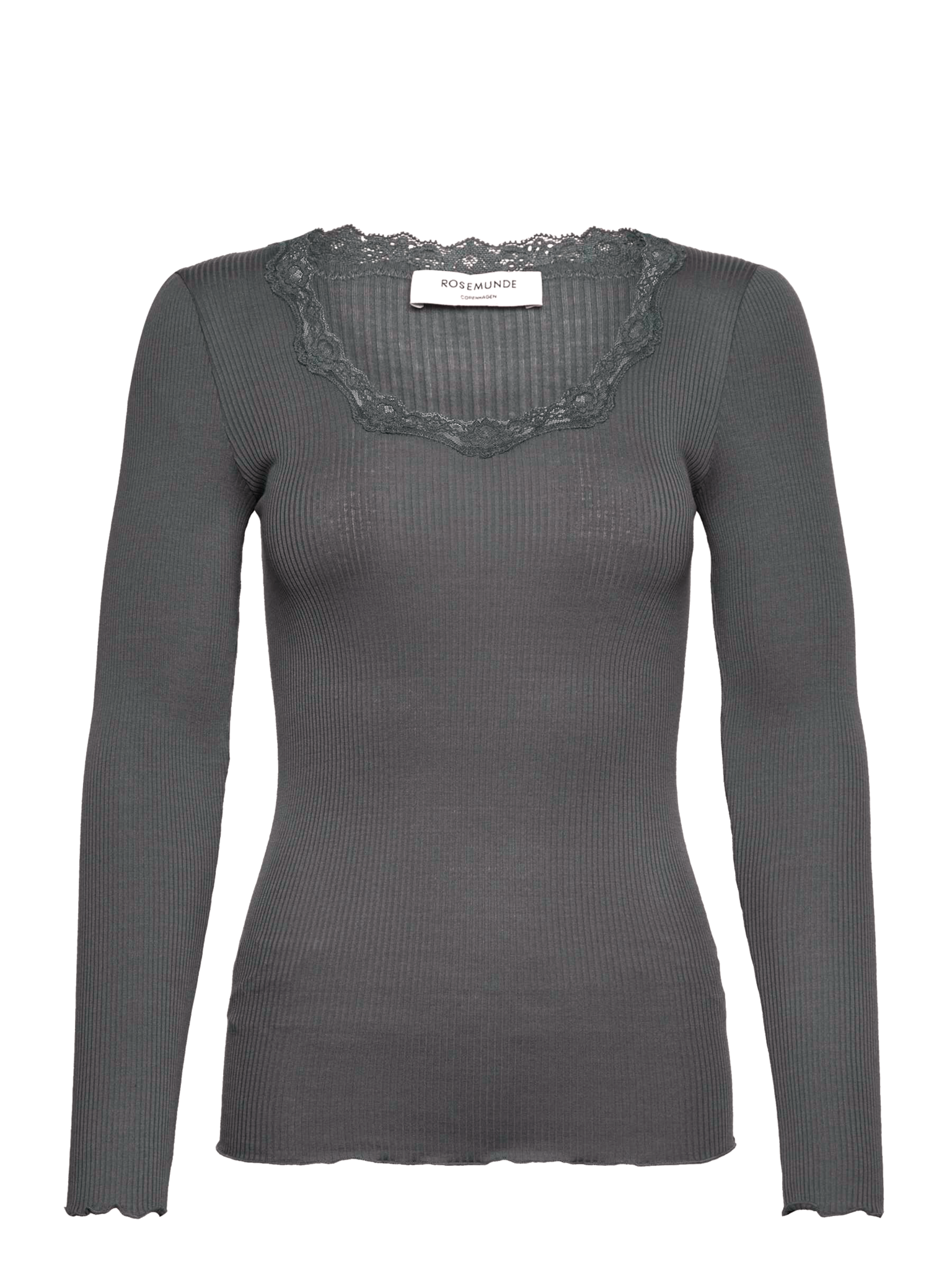 RWBabette Silke Langærmet T-shirt med U-hals og blonde