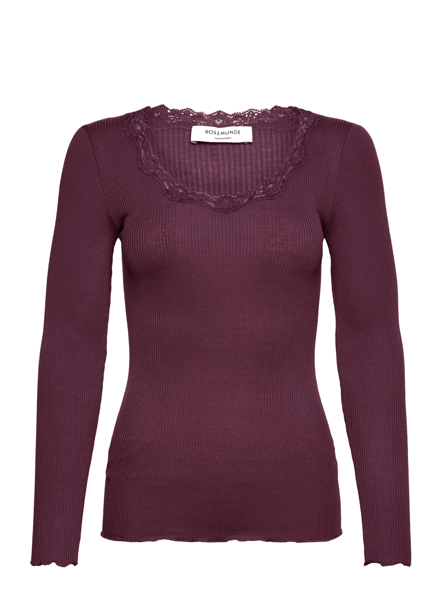 RWBabette Silke Langærmet T-shirt med U-hals og blonde