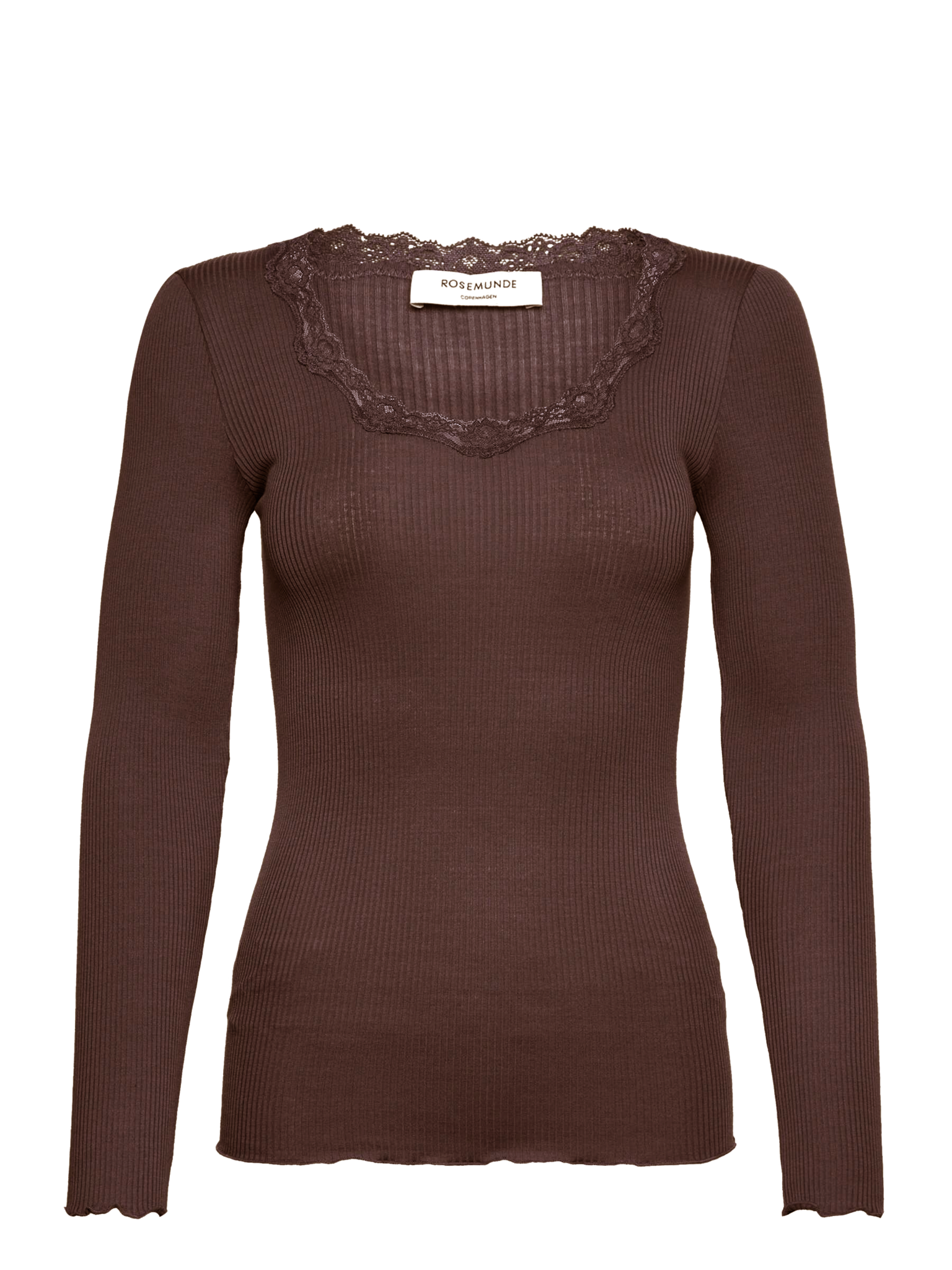 RWBabette Silke Langærmet T-shirt med U-hals og blonde
