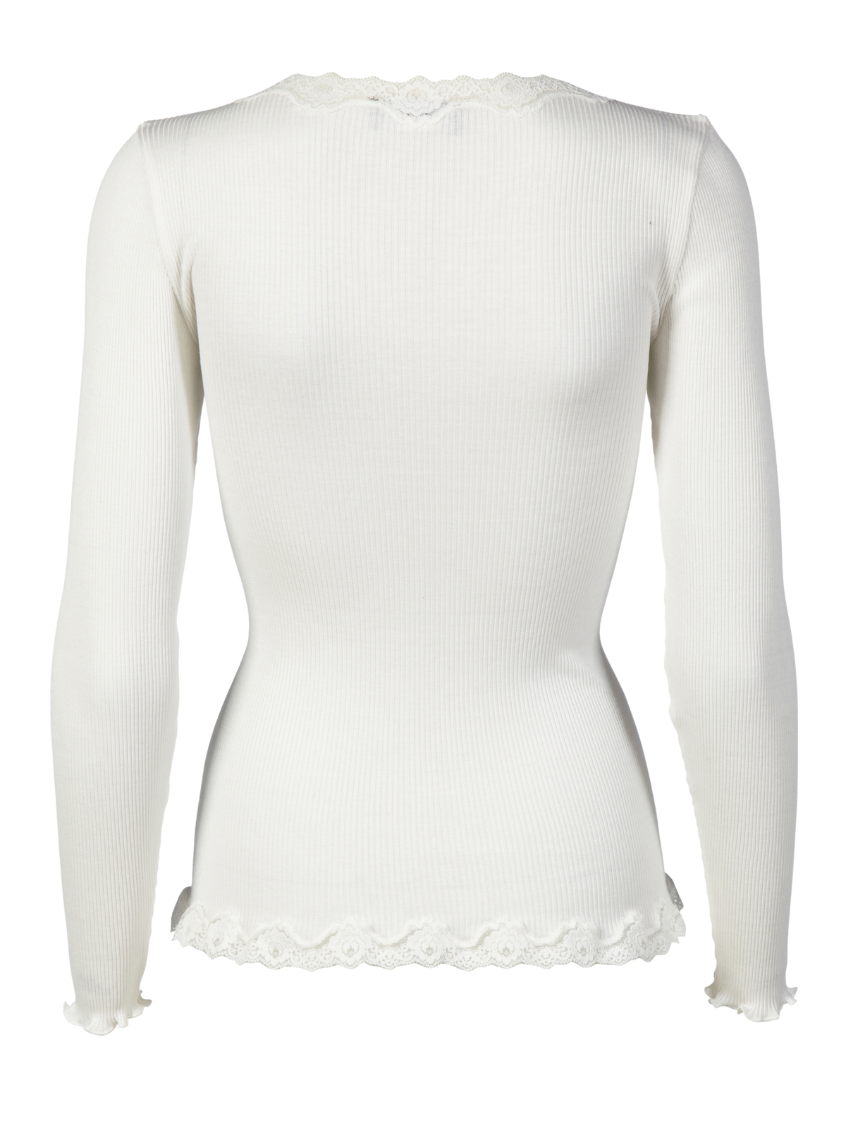 RWBabette silke-cardigan med lang erme, V-hals og blonder