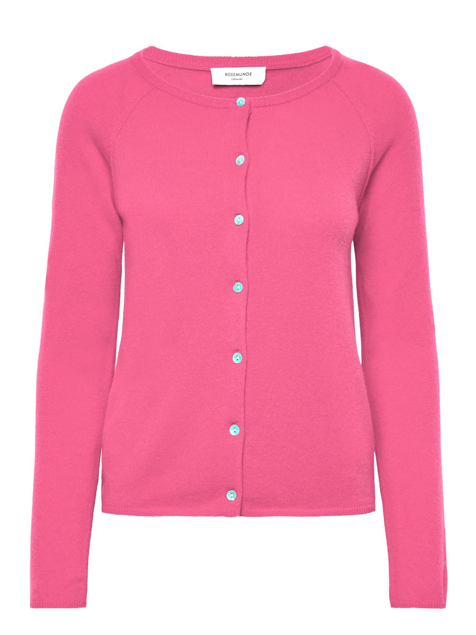 RWLaica Cashmere langærmet Raglan Cardigan med rund hals og knapper