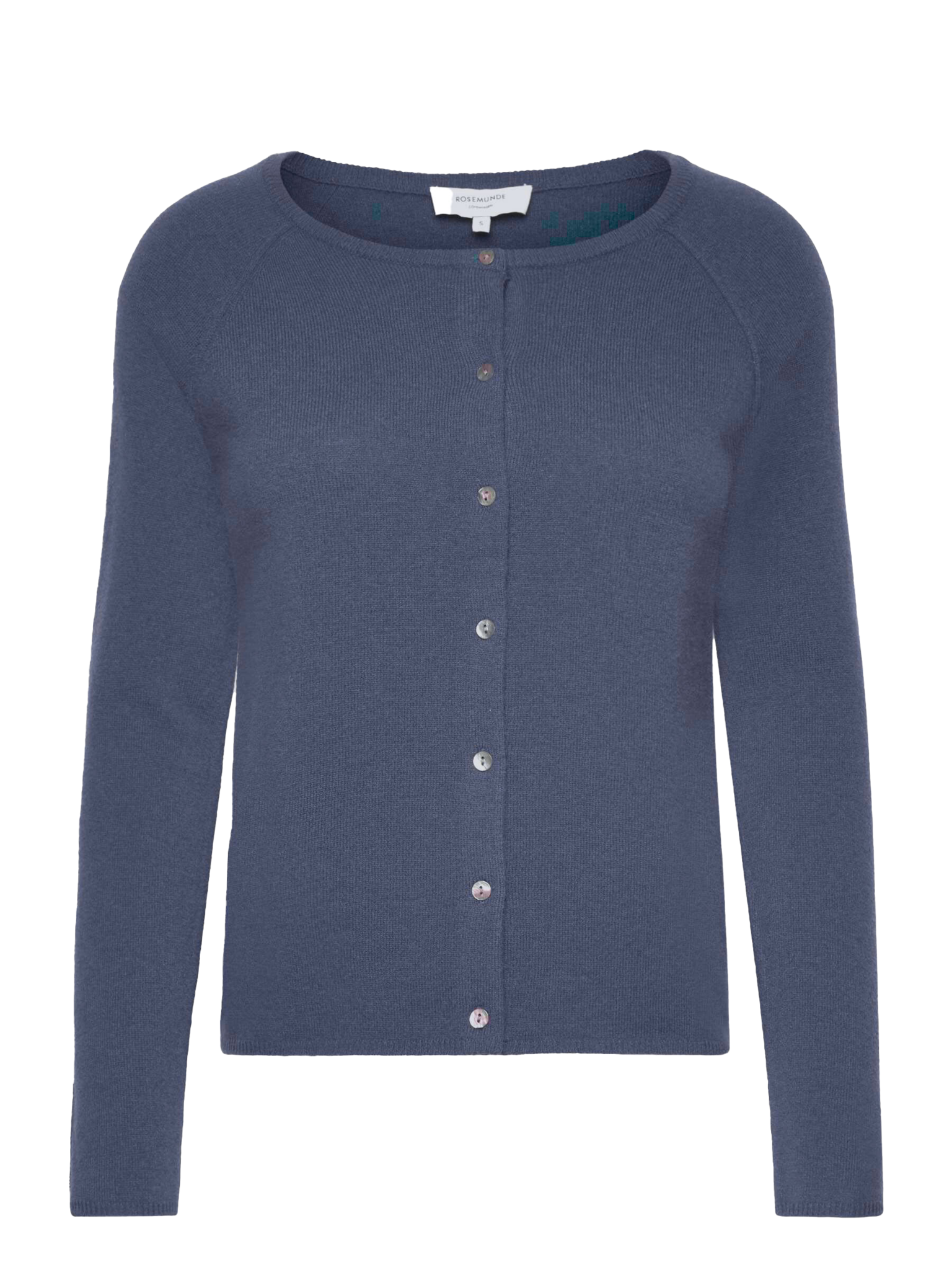 RWLaica Cashmere langærmet Raglan Cardigan med rund hals og knapper