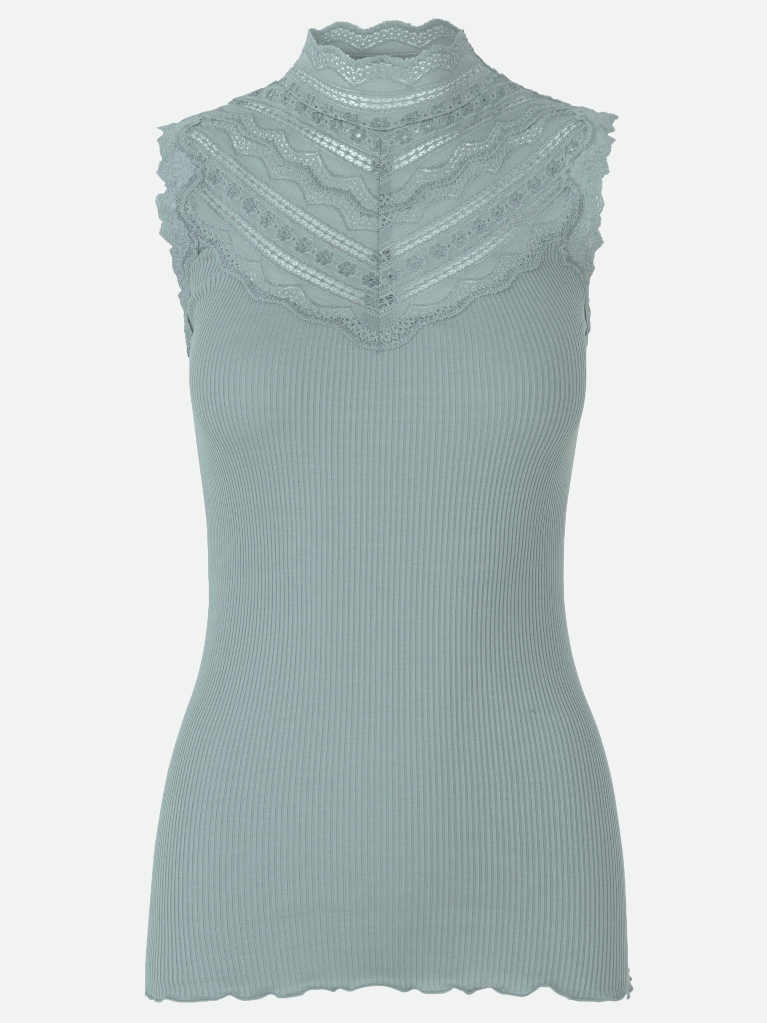 RWBenita Silk SL Turtleneck Lace Top