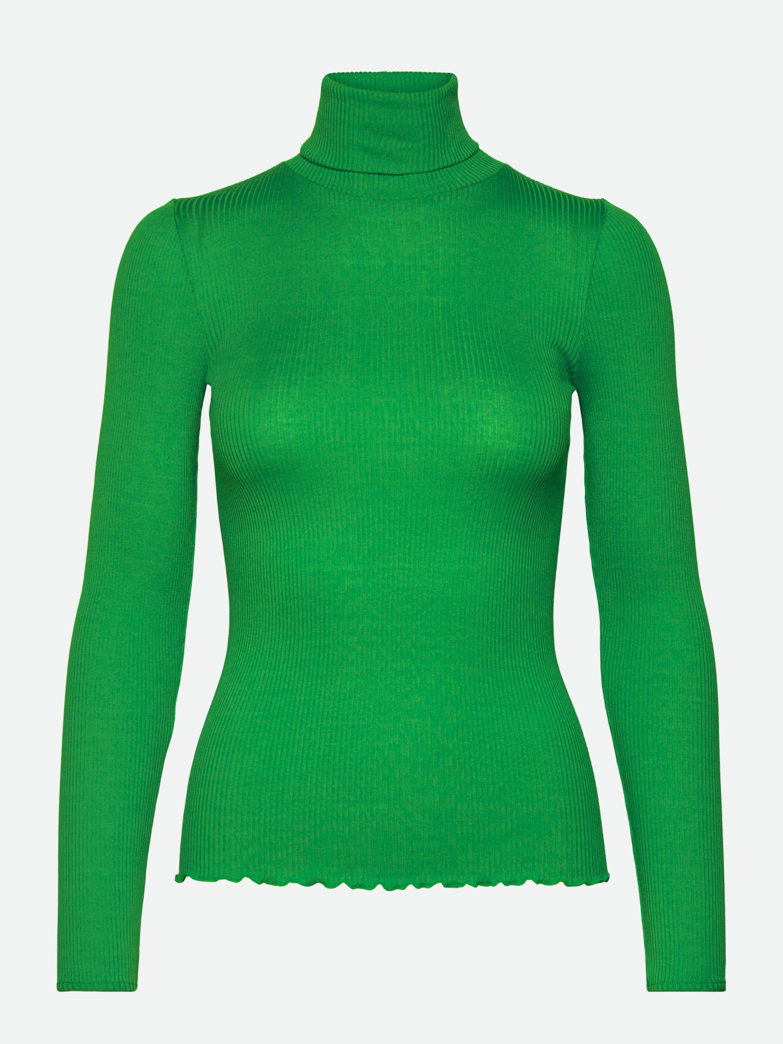 Silk t-shirt w/ roller neck T-shirt Rosemunde Woman S bright green