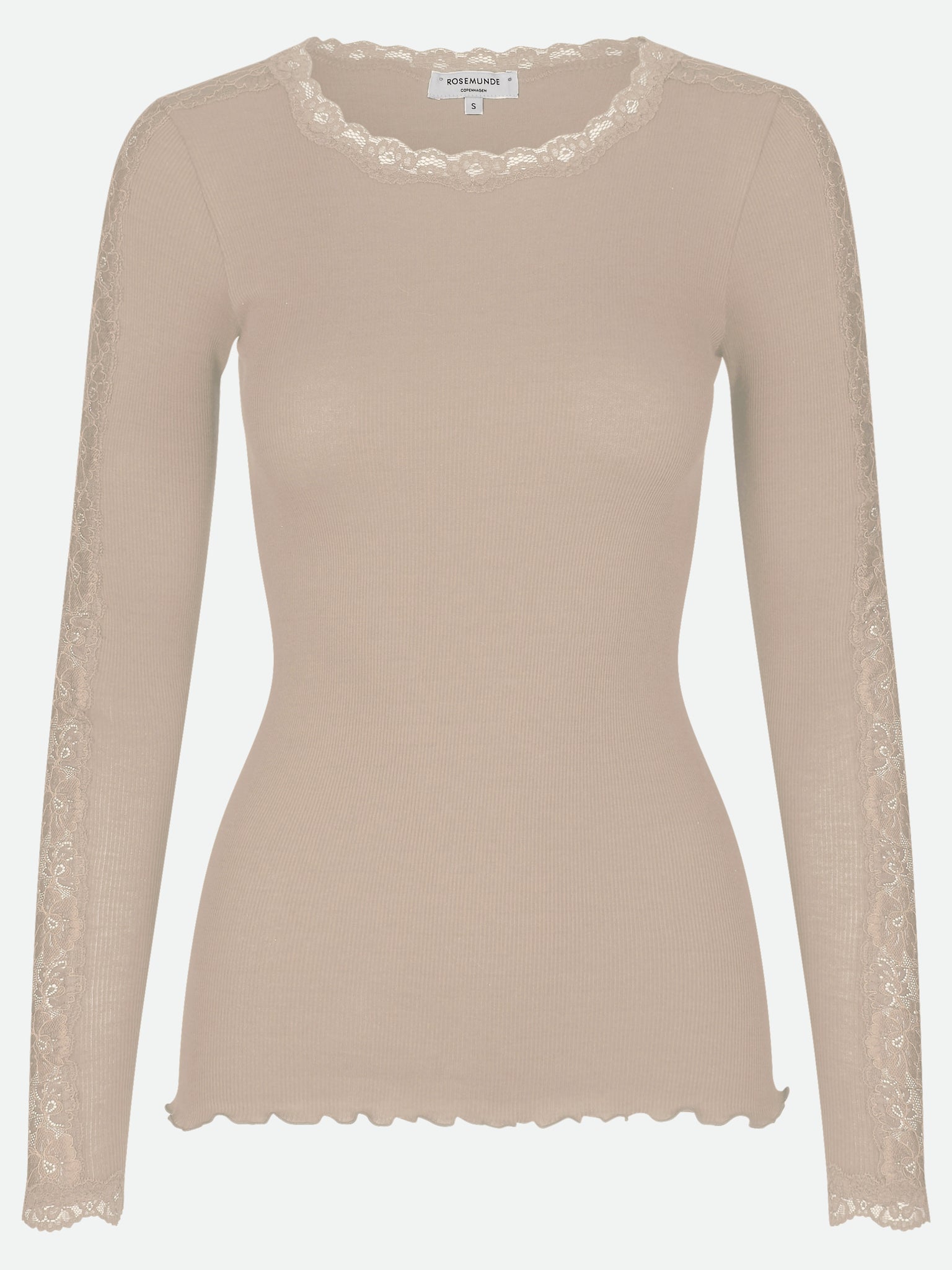 RWBernadine Organic Long Sleeve O-neck Lace T-shirt T-SHIRT LS Rosemunde Woman M silver lining