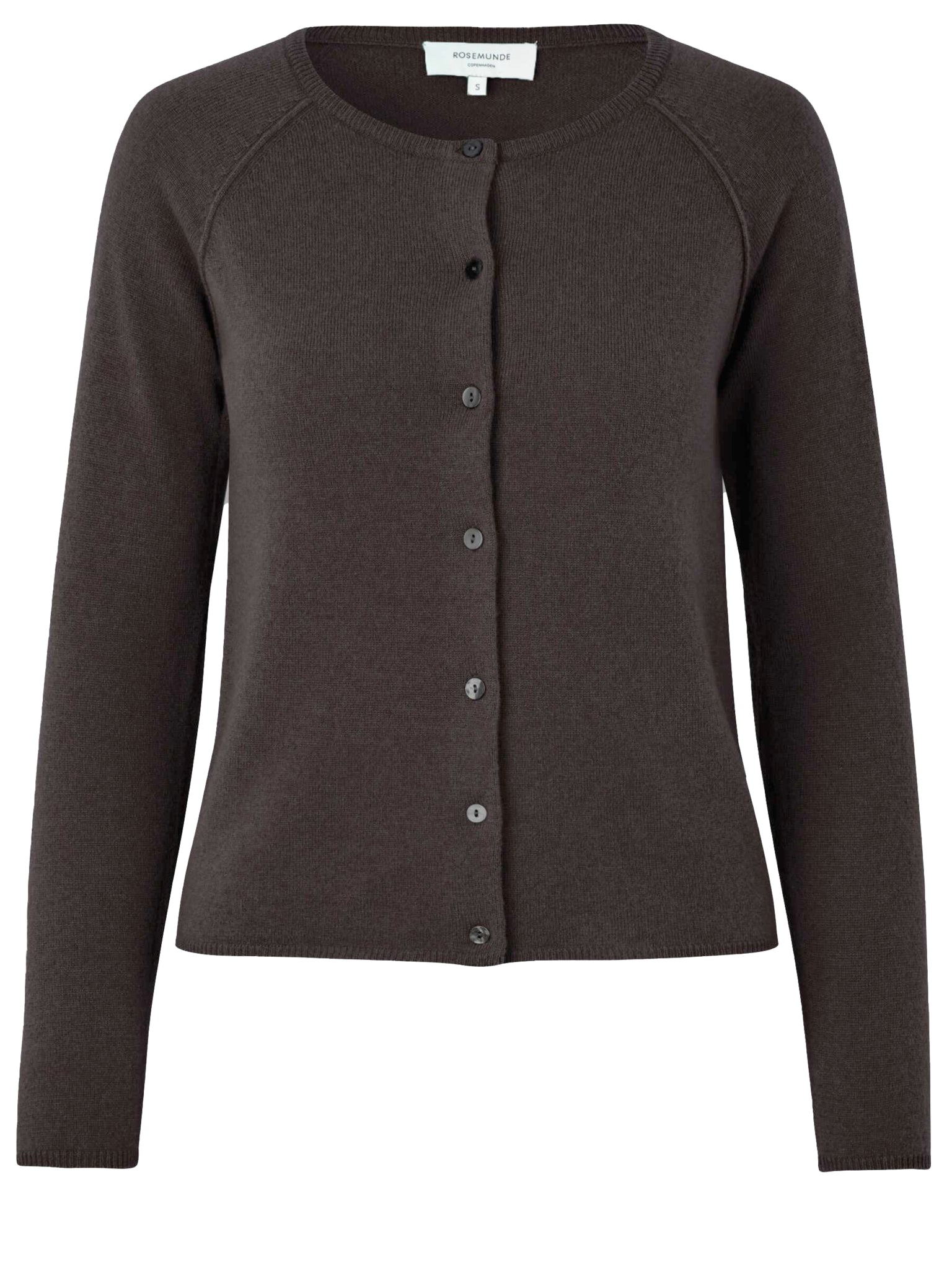 RWLaica Cashmere langærmet Raglan Cardigan med rund hals og knapper