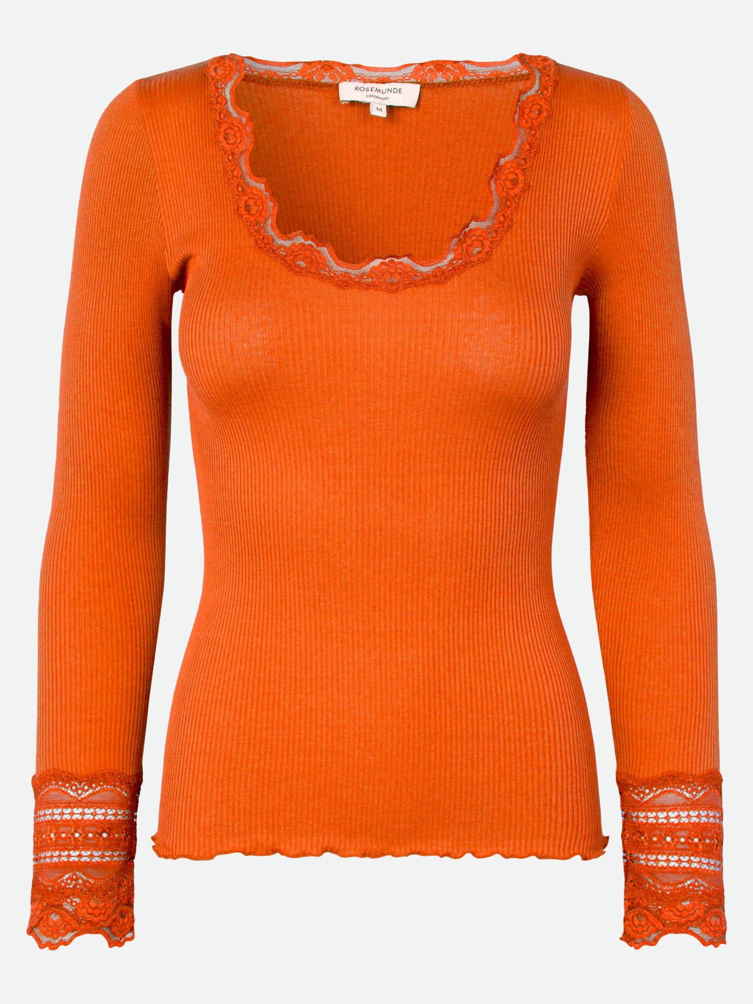 RWBenita Silk Long Sleeve O-neck Lace T-shirt
