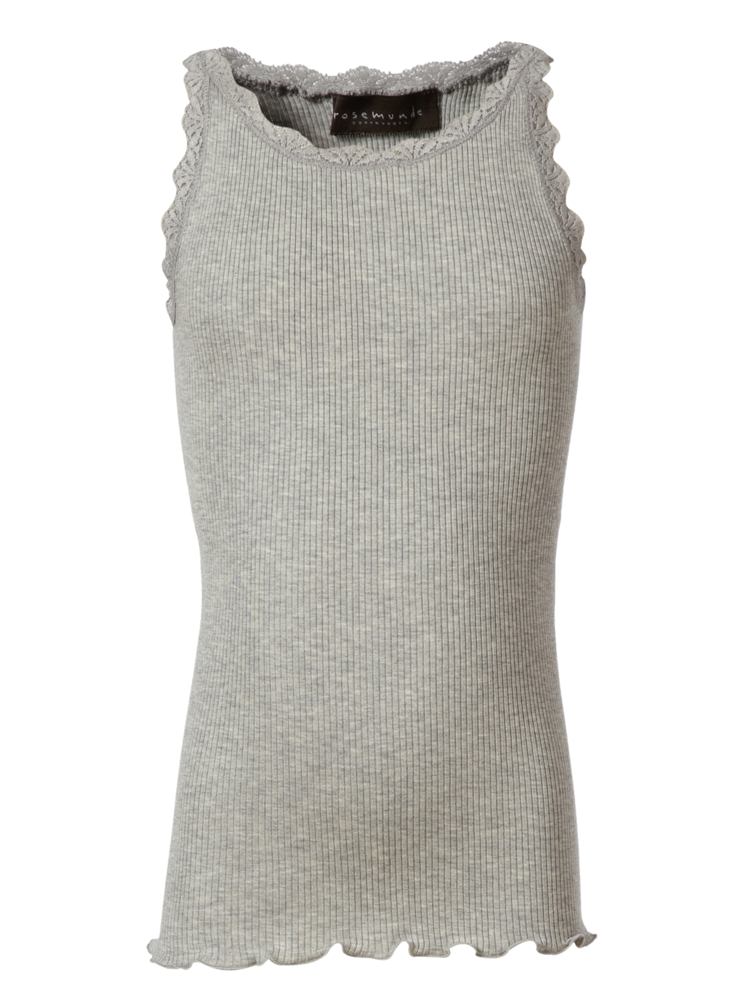 RKBeatha Silk top w/ lace Top Rosemunde Woman 4 light grey melange