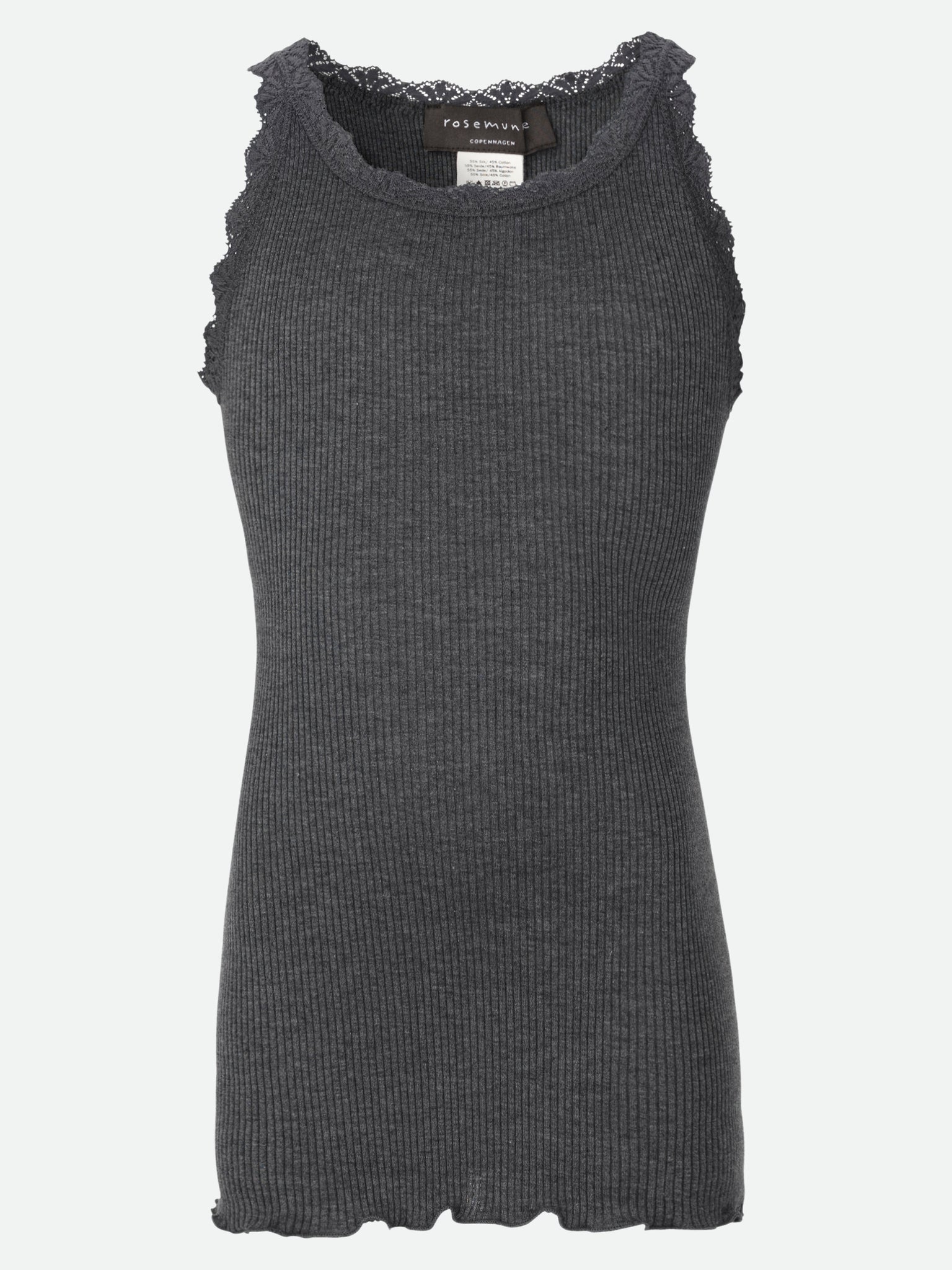 RKBeatha Silk top w/ lace Top Rosemunde Woman 4 dark grey melange