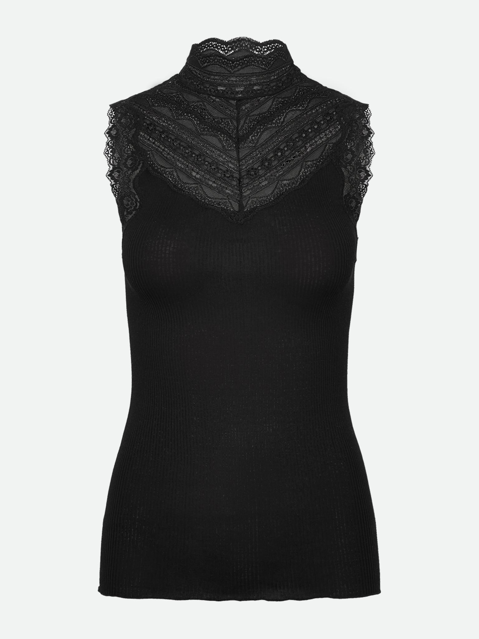 RWBenita Silk SL Turtleneck Lace Top