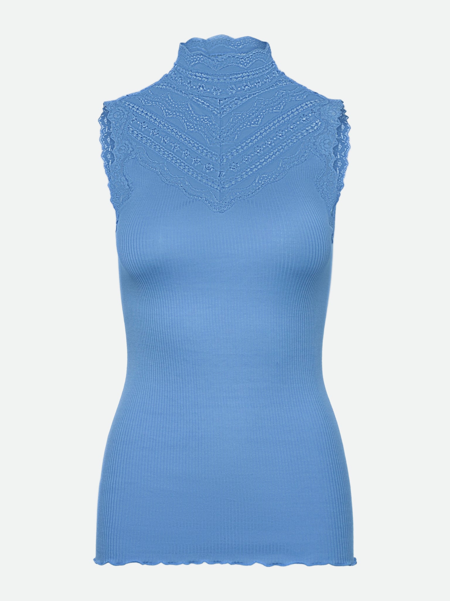 RWBenita Silk SL Turtleneck Lace Top TOP Rosemunde Woman L blue heaven