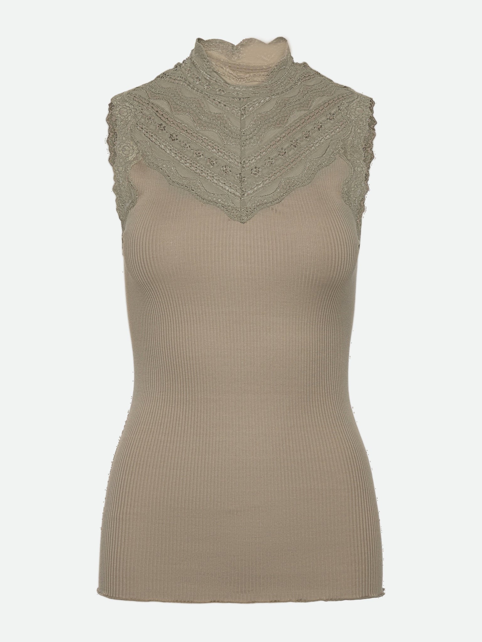 RWBenita Silk SL Turtleneck Lace Top TOP Rosemunde Woman XS laurel oak
