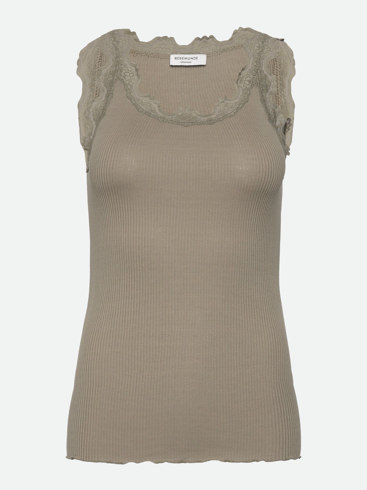 RWBabette Silk SL U-neck Long Lace Top TOP Rosemunde Woman XS laurel oak