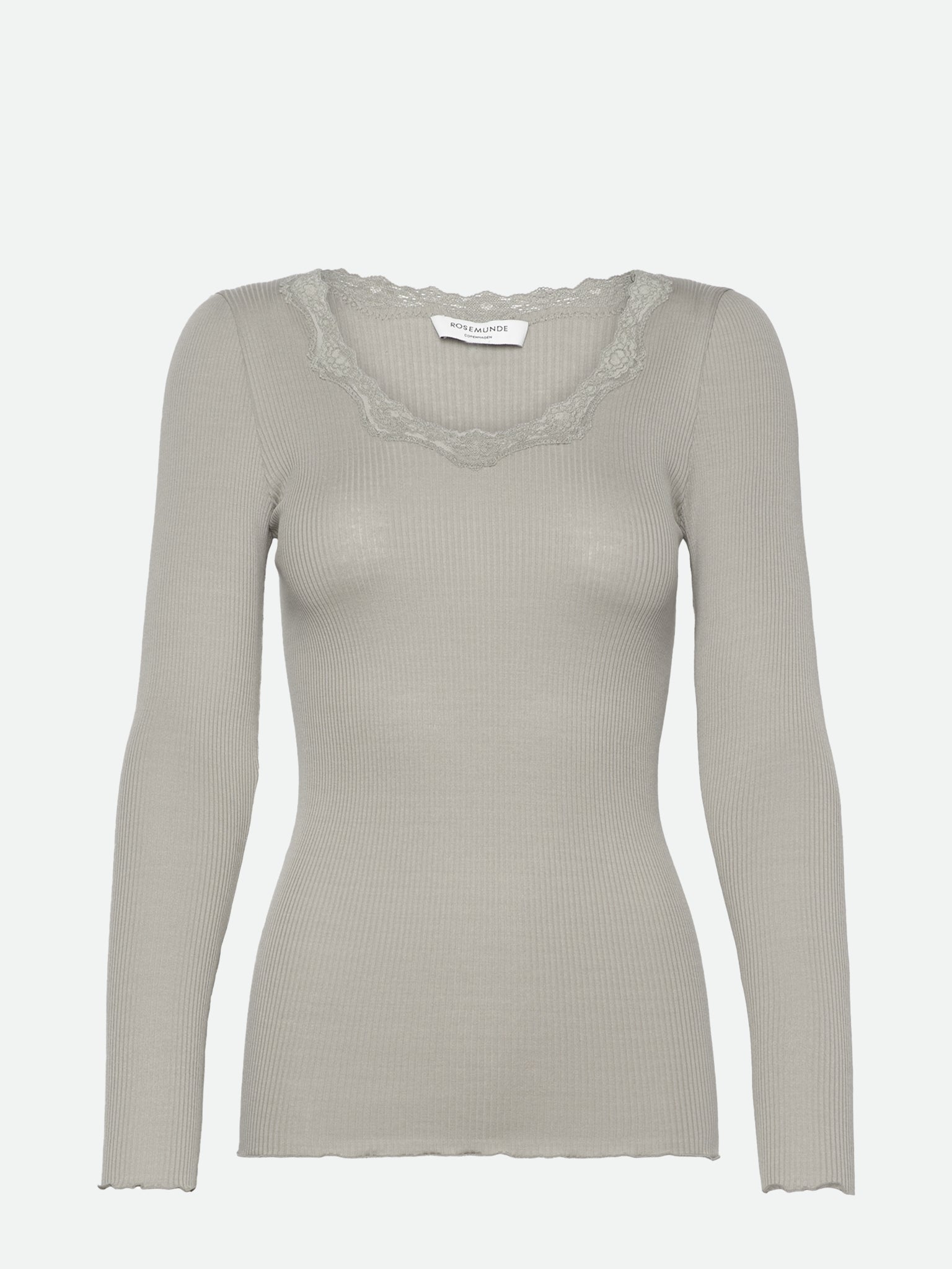 RWBabette Silke Langærmet T-shirt med U-hals og blonde