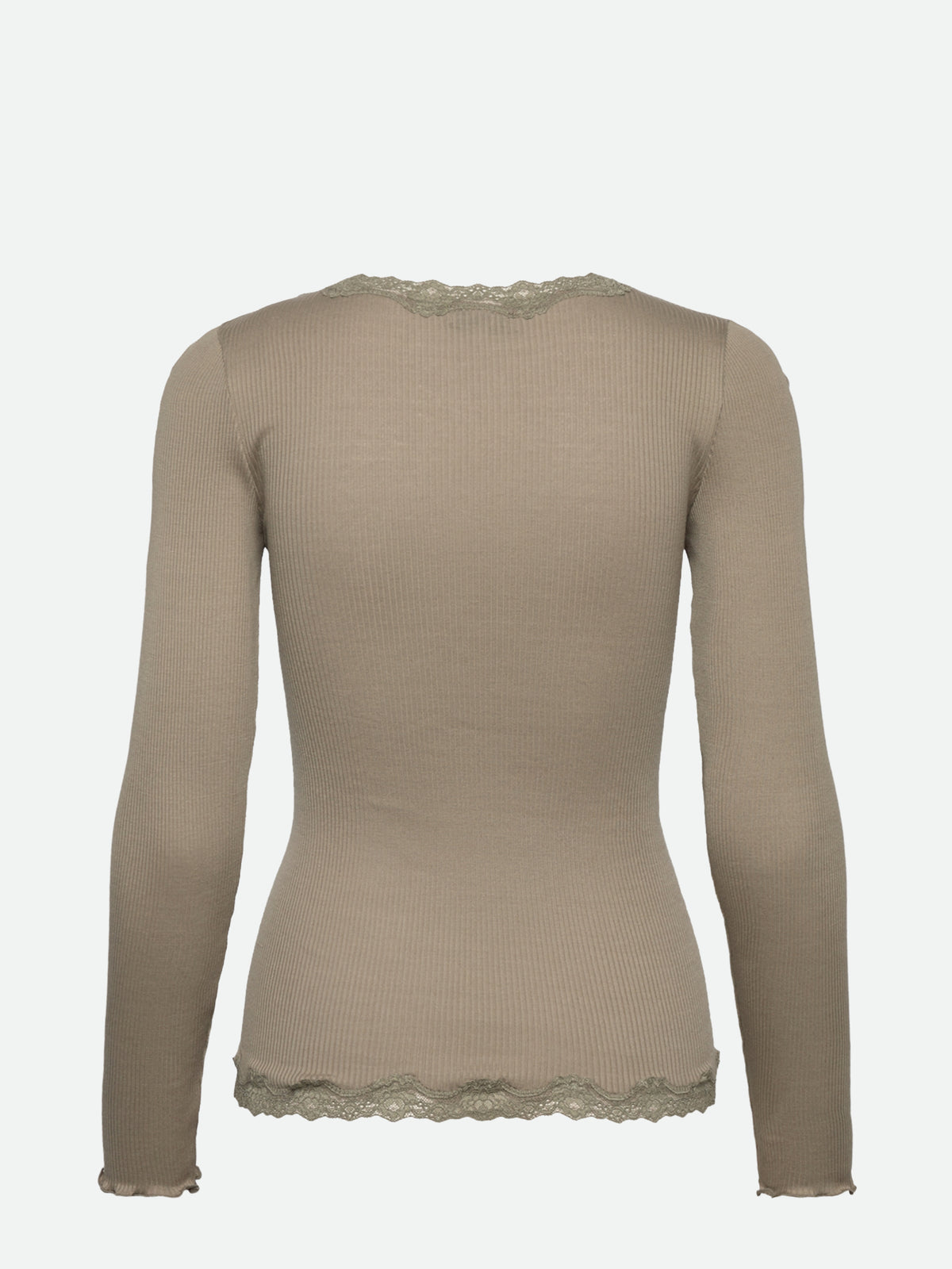 RWBabette silke-cardigan med lang erme, V-hals og blonder