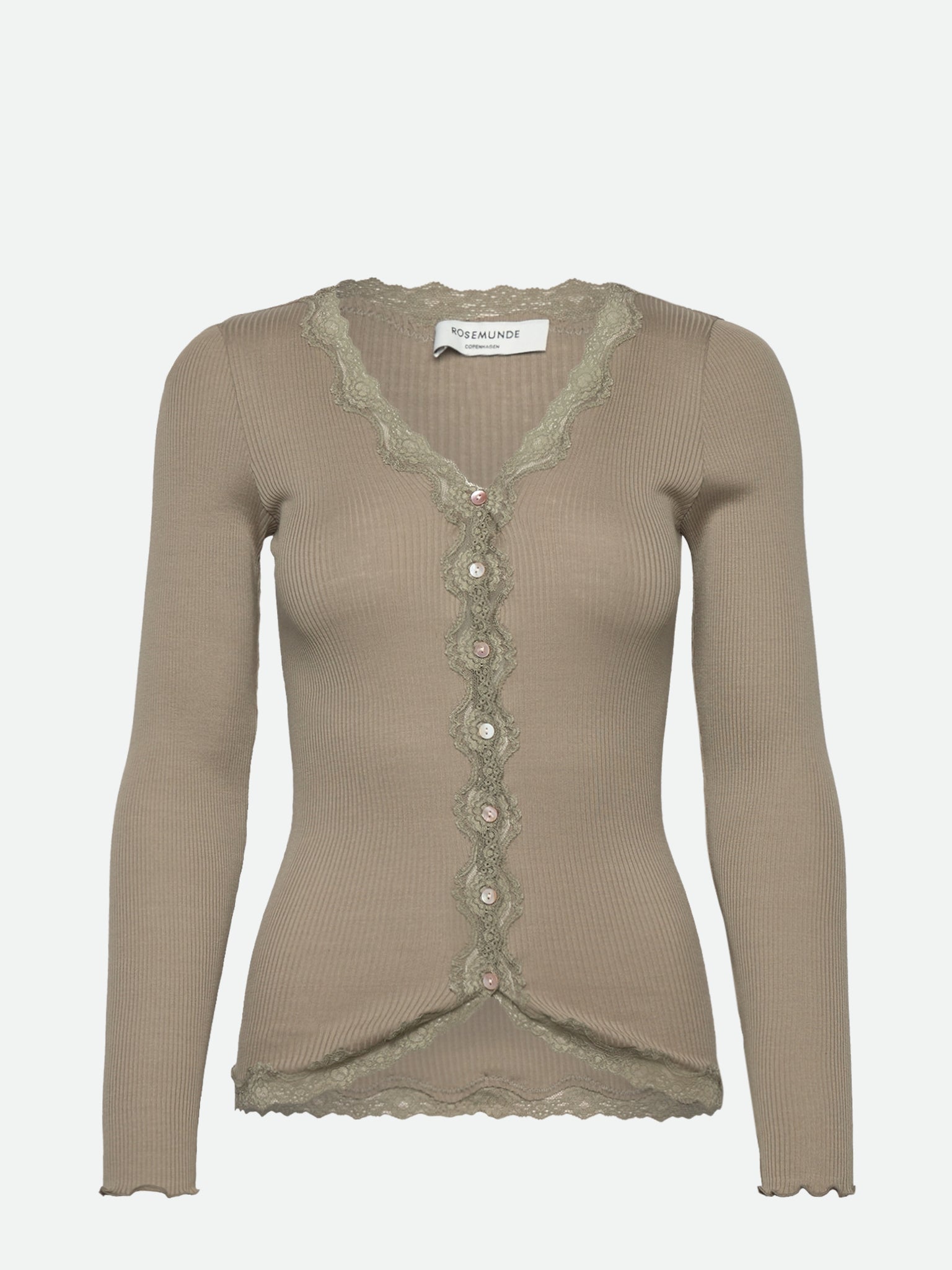 RWBabette Silk LS V-neck Lace Cardigan Cardigan Rosemunde Woman XS laurel oak