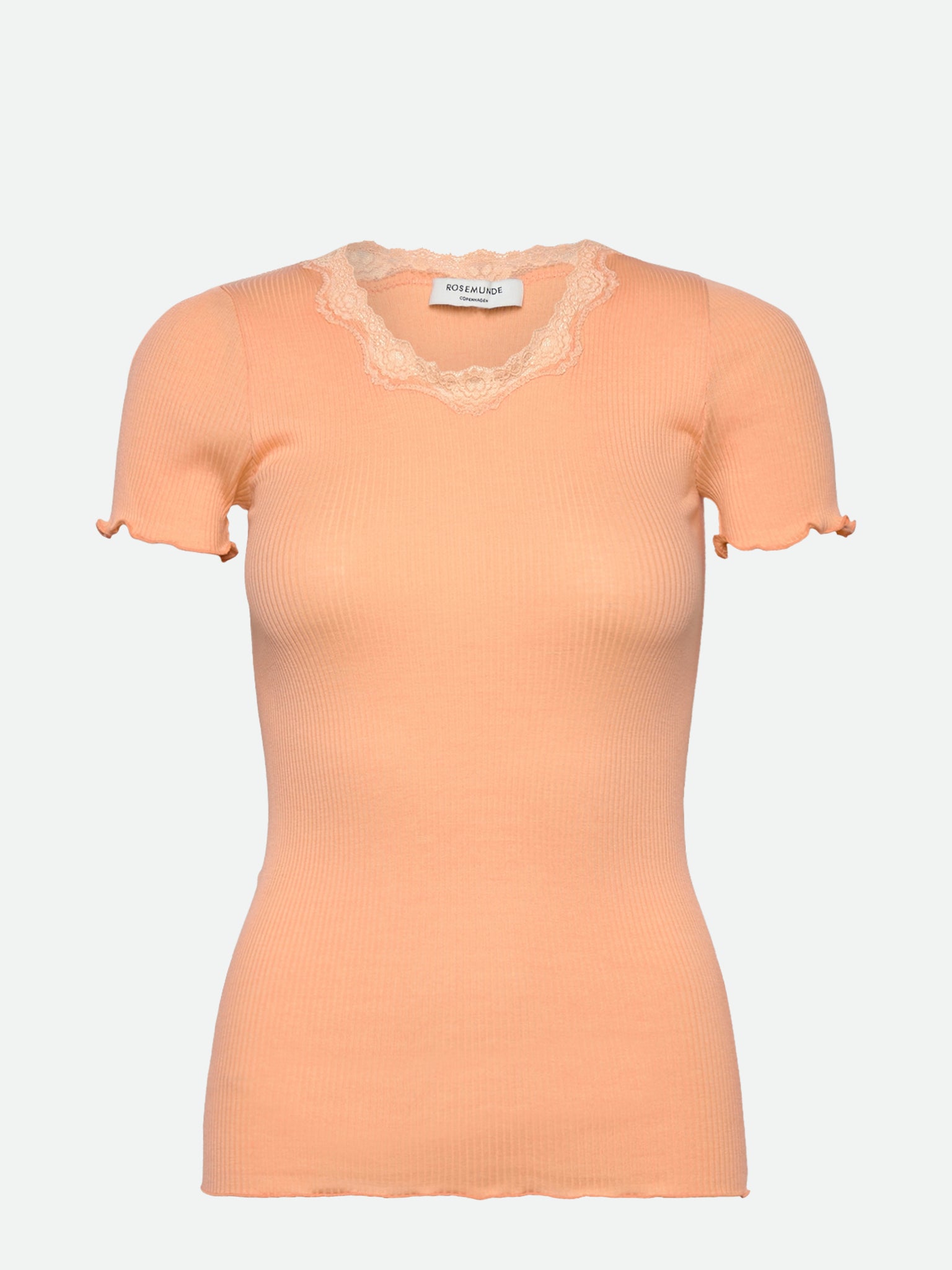 RWBeatha Silk SS Lace T-shirt T-shirt Rosemunde Woman S peach fuzz