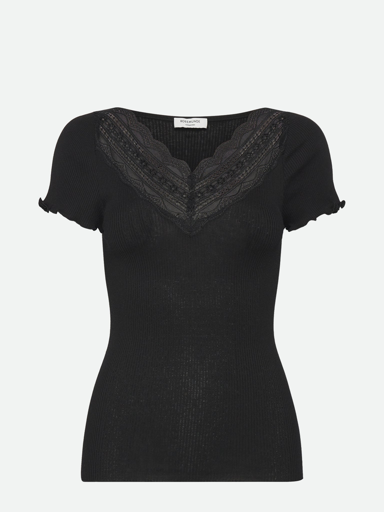 RWBenita Silk SS V-neck T-shirt T-shirt Rosemunde Woman XS black