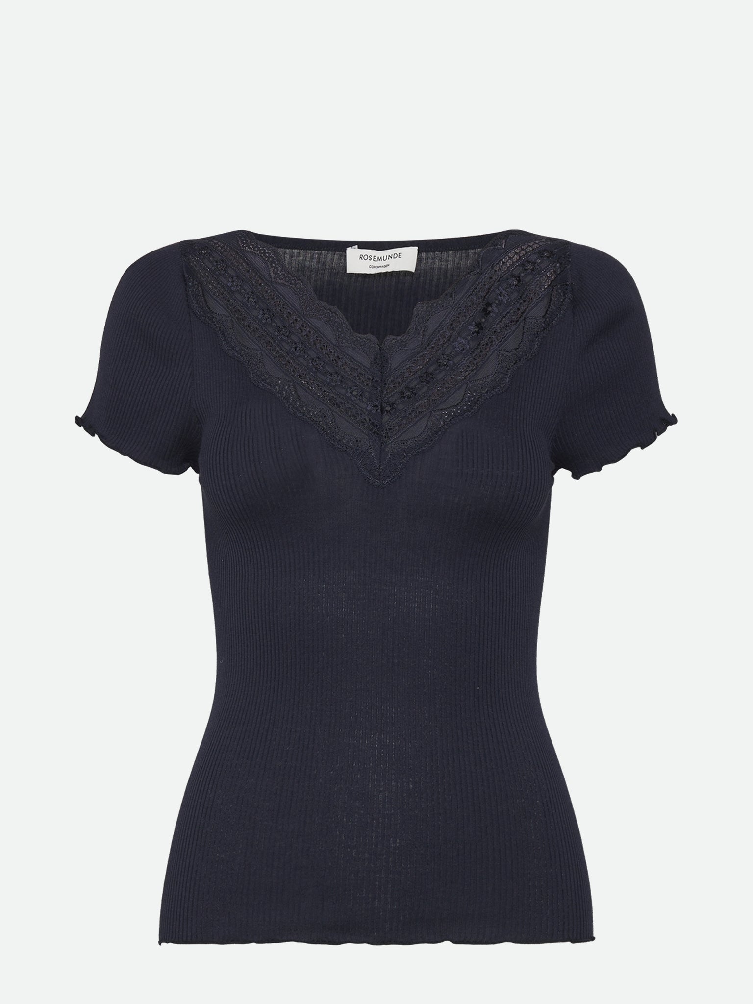 RWBenita Silk SS V-neck T-shirt T-shirt Rosemunde Woman XS navy