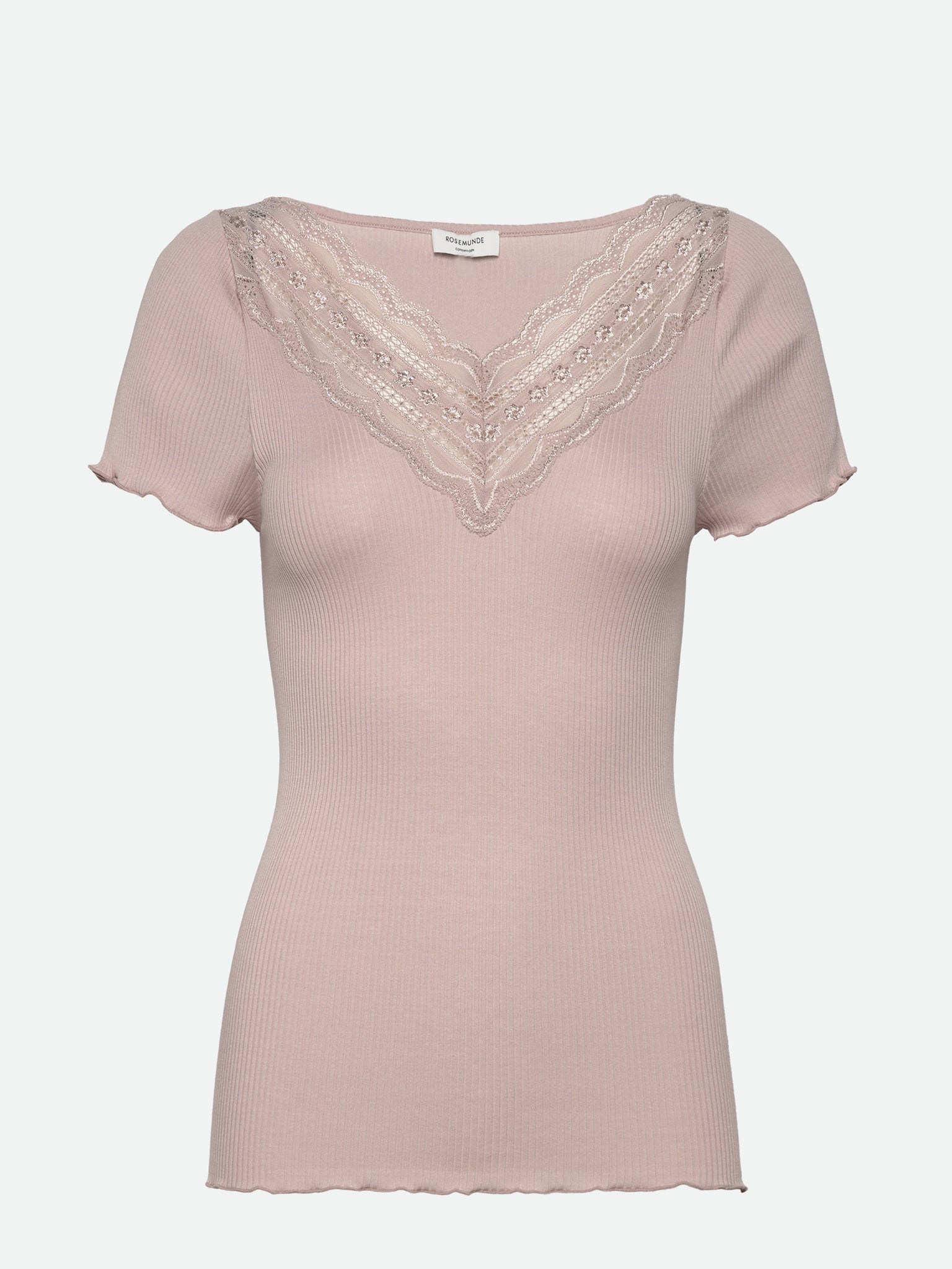 RWBenita Silk SS V-neck T-shirt T-shirt Rosemunde Woman XS vintage powder