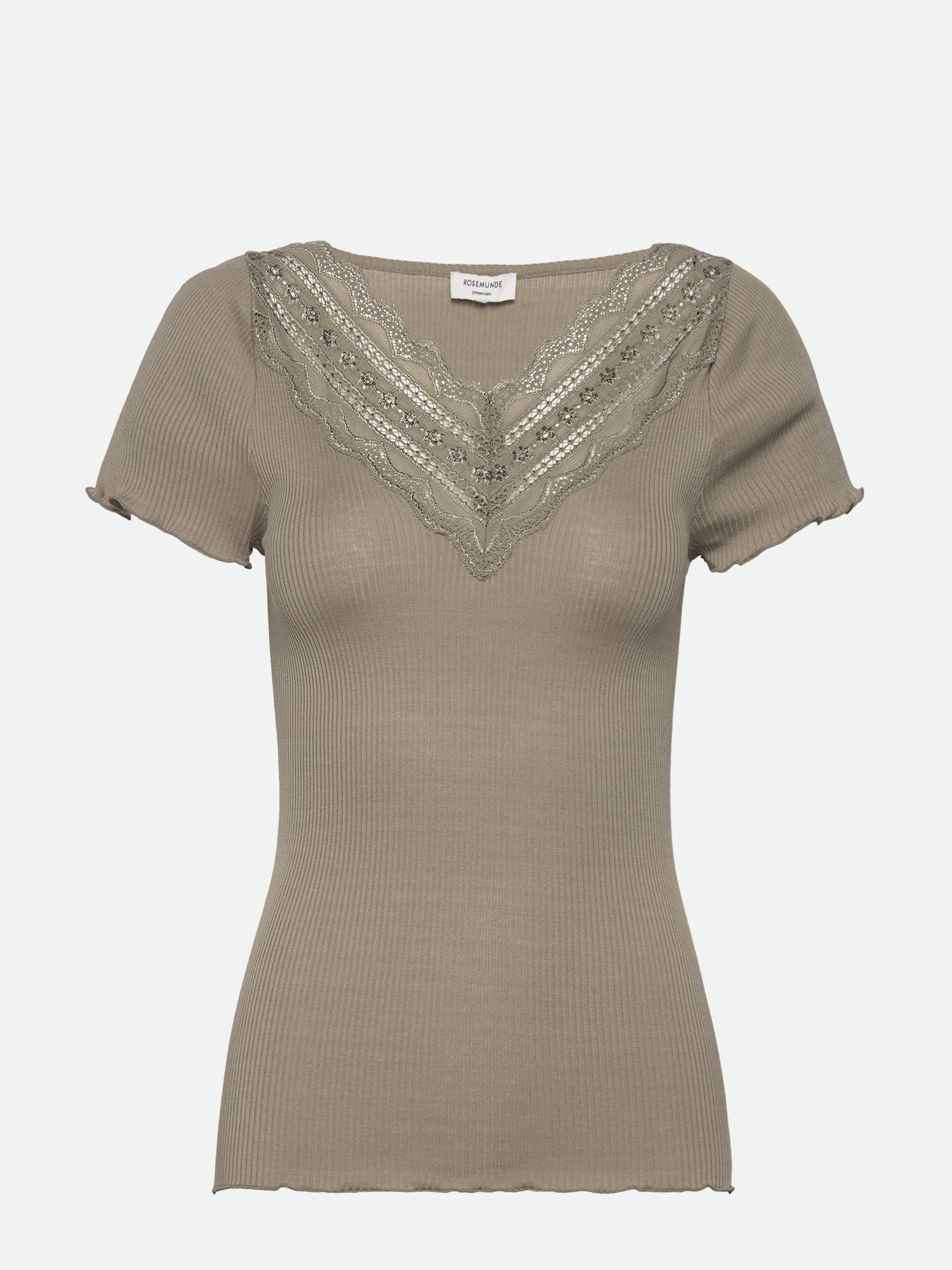 RWBenita Silk SS V-neck T-shirt T-shirt Rosemunde Woman XS laurel oak