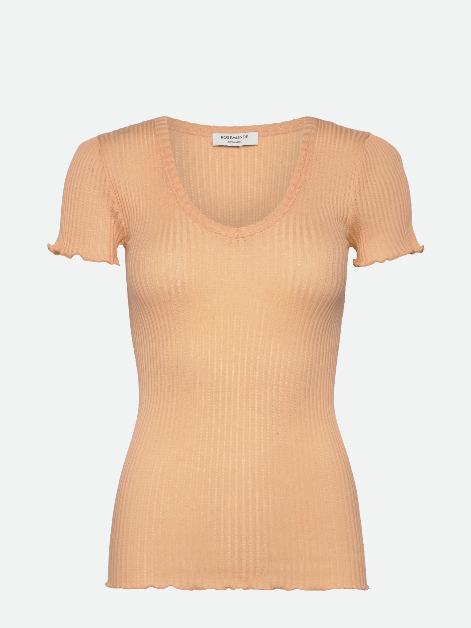 RWBelize Silk SS V-Neck T-shirt T-shirt Rosemunde Woman XS peach fuzz
