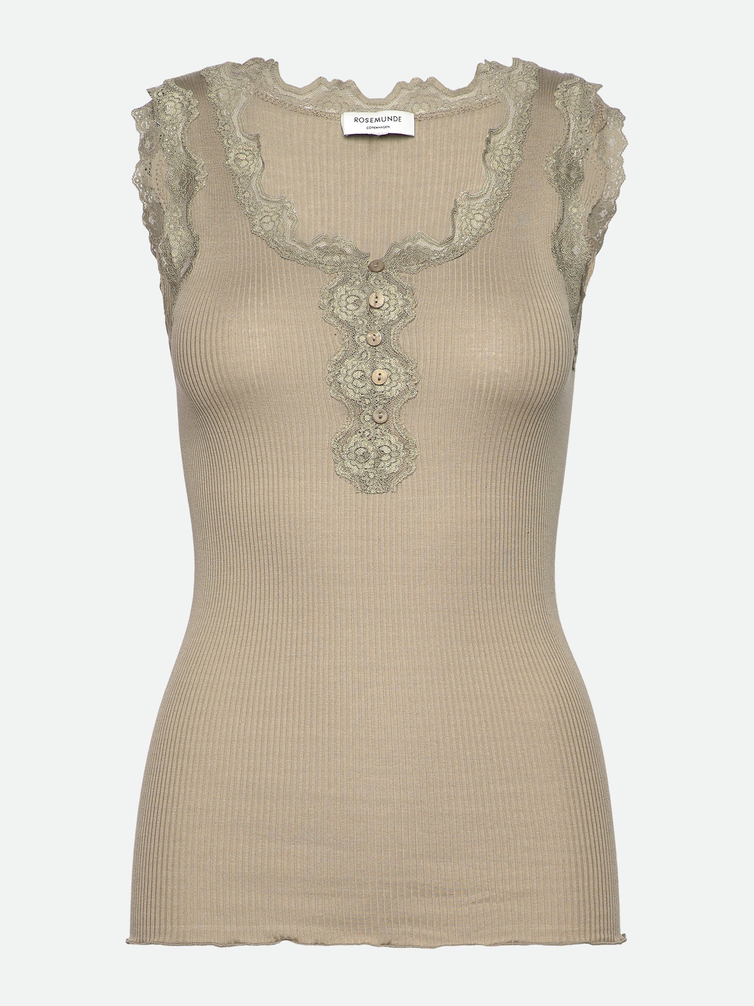 RWBeatha SL U- neck Lace Button Top Top Rosemunde Woman XS laurel oak