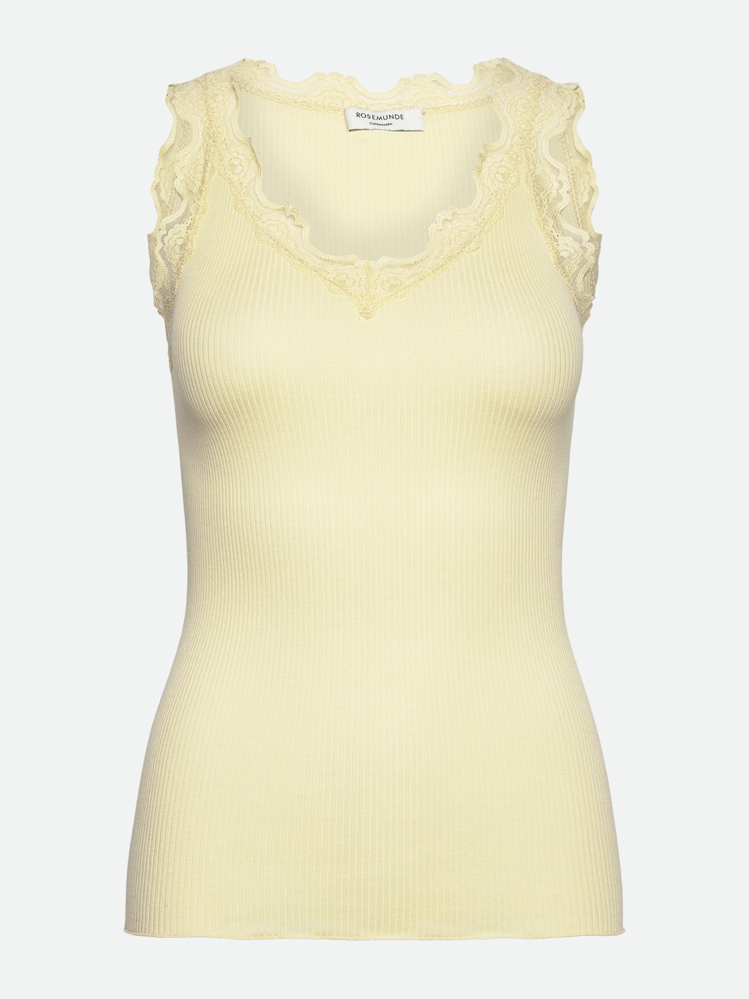 RWBeatha Silk SL V-neck Lace Top Top Rosemunde Woman XS pastel yellow