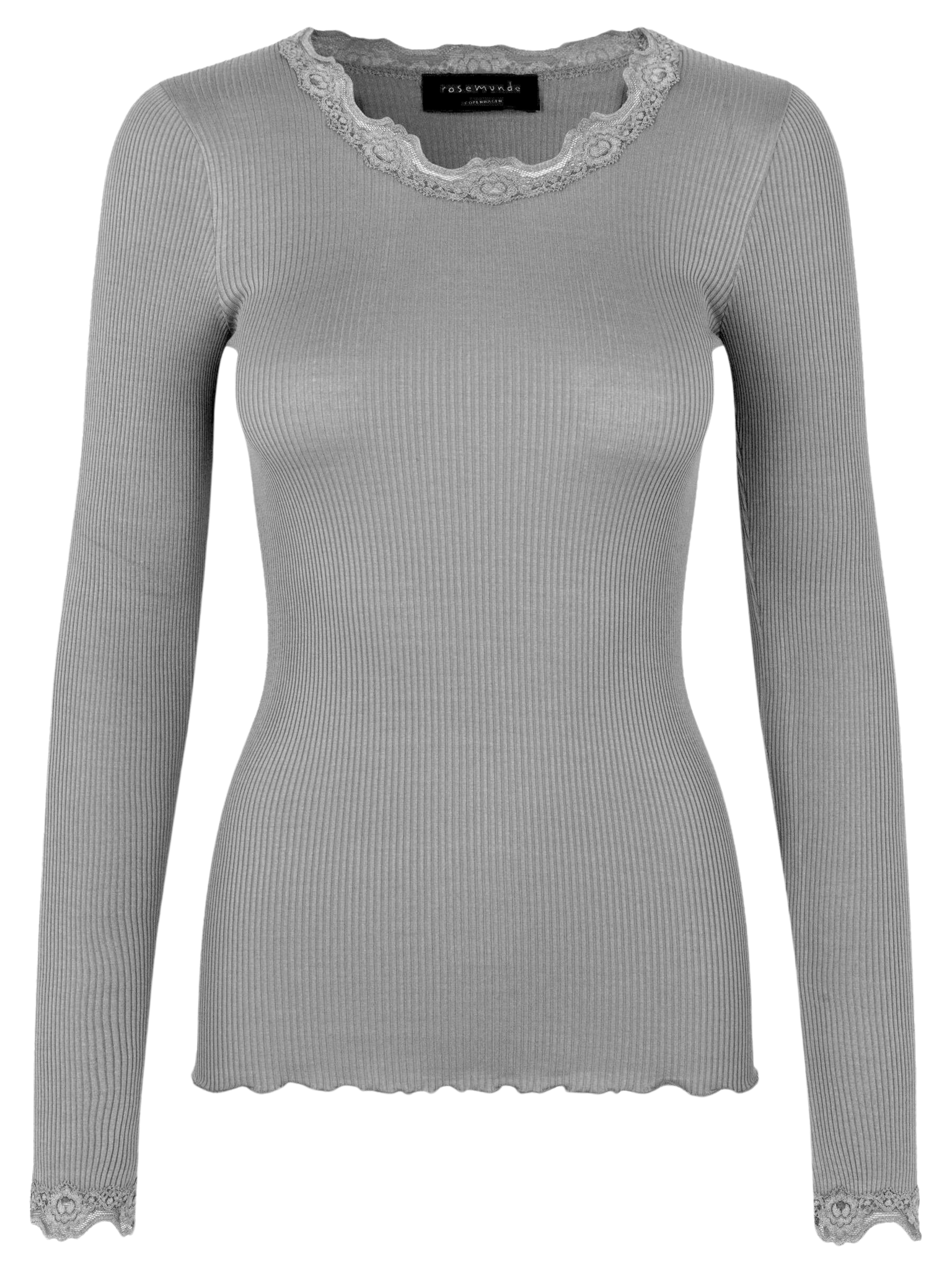 RWBabette Silk LS Lace T-shirt T-shirt Rosemunde Woman S light grey melange