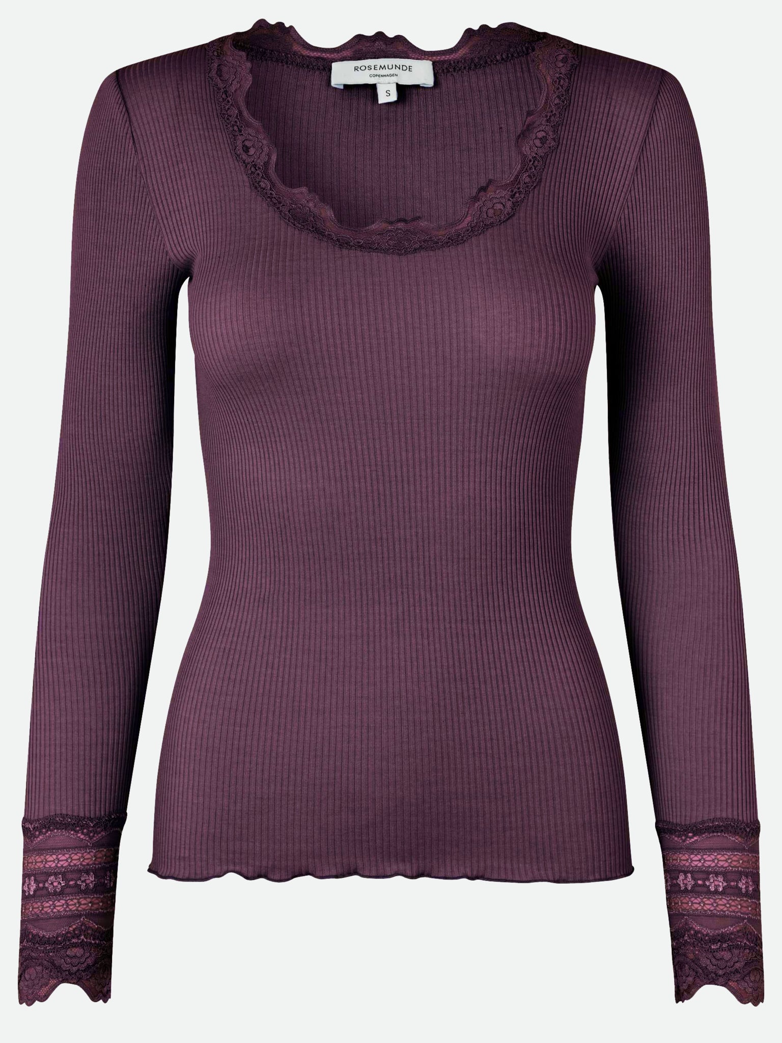 RWBenita Silk Long Sleeve O-neck Lace T-shirt