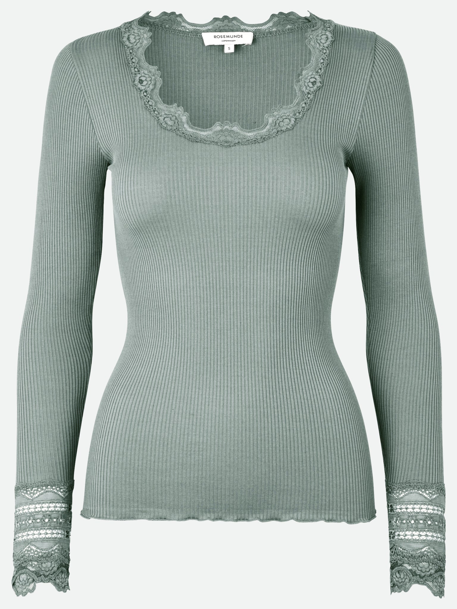 RWBenita Silk Long Sleeve O-neck Lace T-shirt