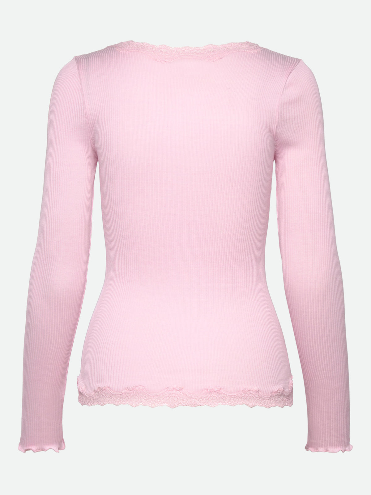 RWBabette silke-cardigan med lang erme, V-hals og blonder