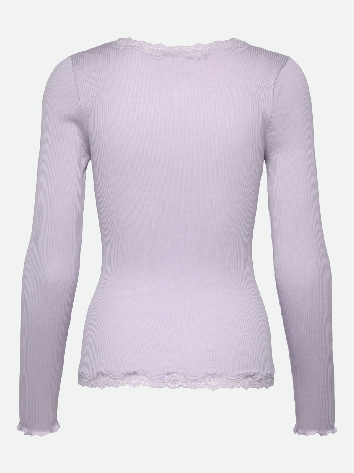 RWBabette silke-cardigan med lang erme, V-hals og blonder