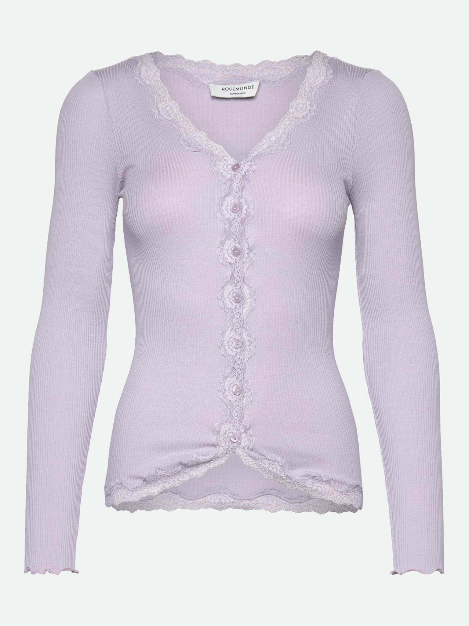 RWBabette Silk LS V-neck Lace Cardigan Cardigan Rosemunde Woman S purple heather
