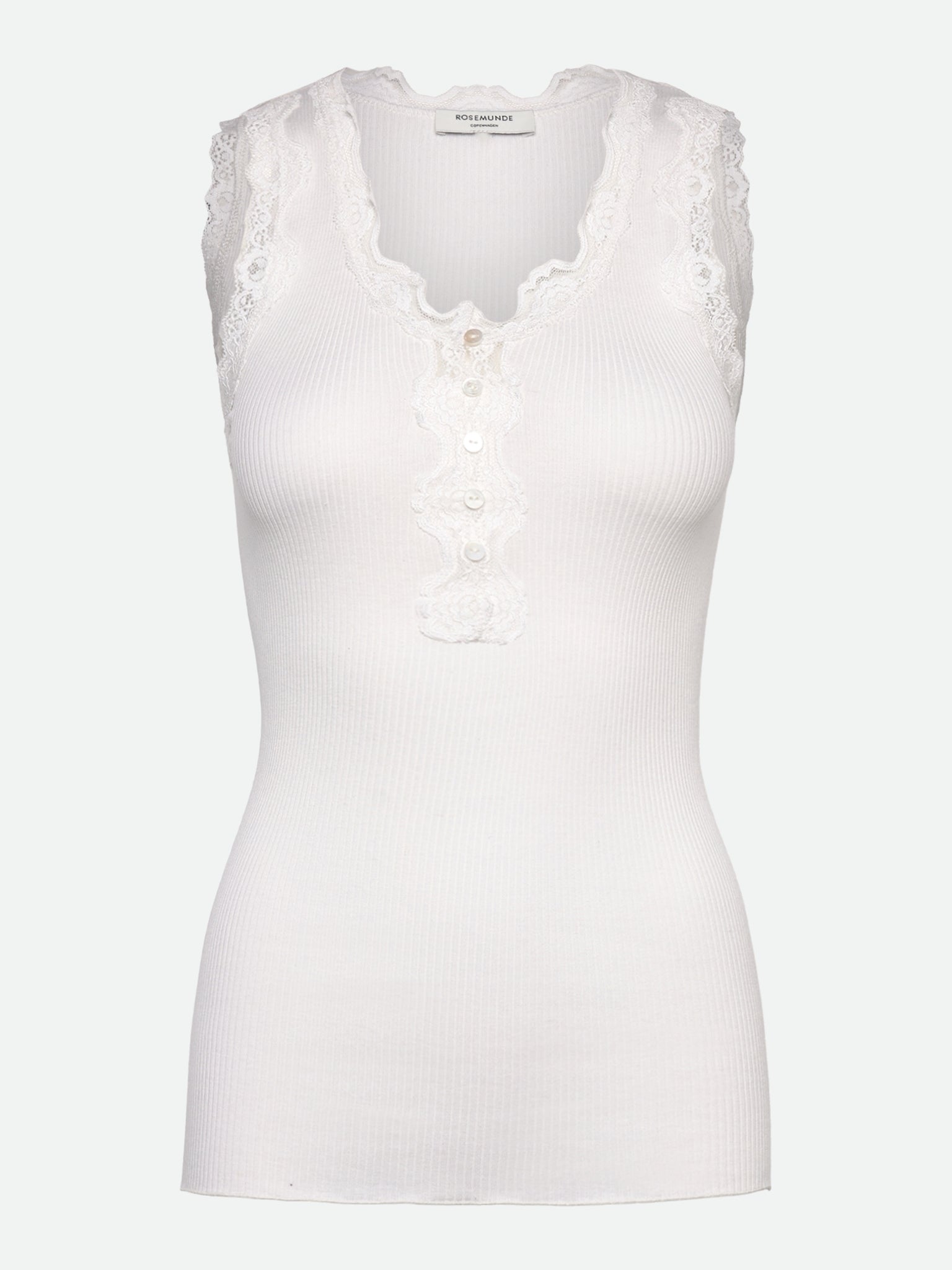 RWBeatha SL U- neck Lace Button Top Top Rosemunde Woman XS new white