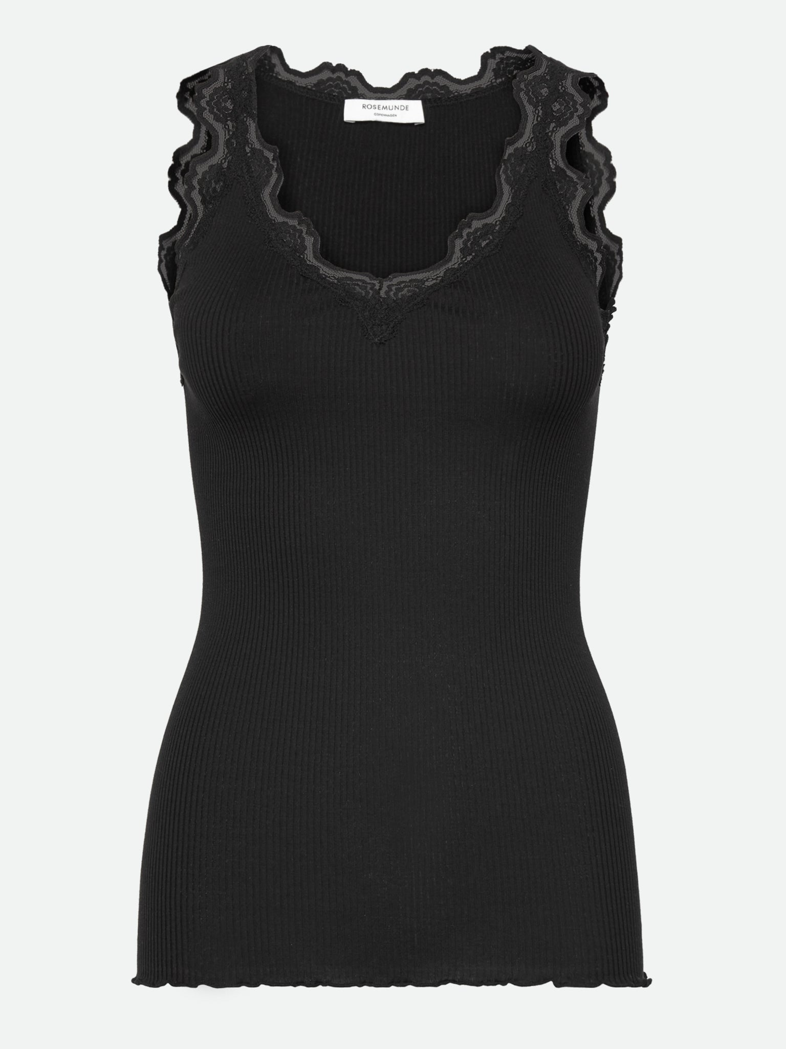 RWBeatha Silk SL V-neck Lace Top Top Rosemunde Woman L black